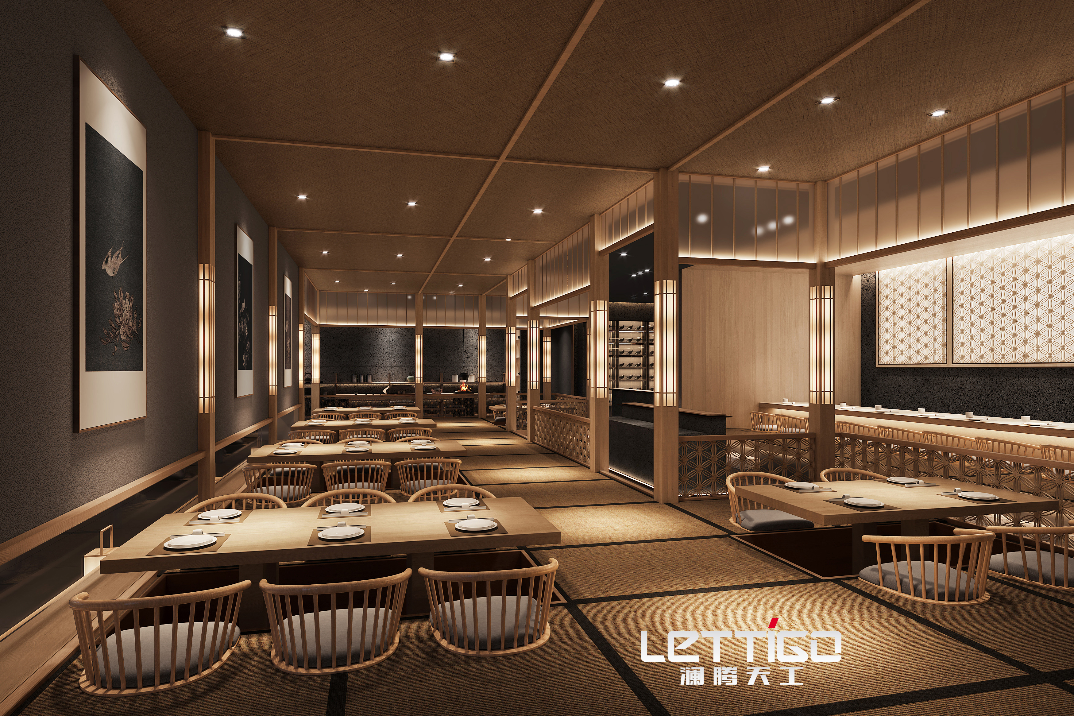 店铺设计|日系原木治愈系寿司店-8