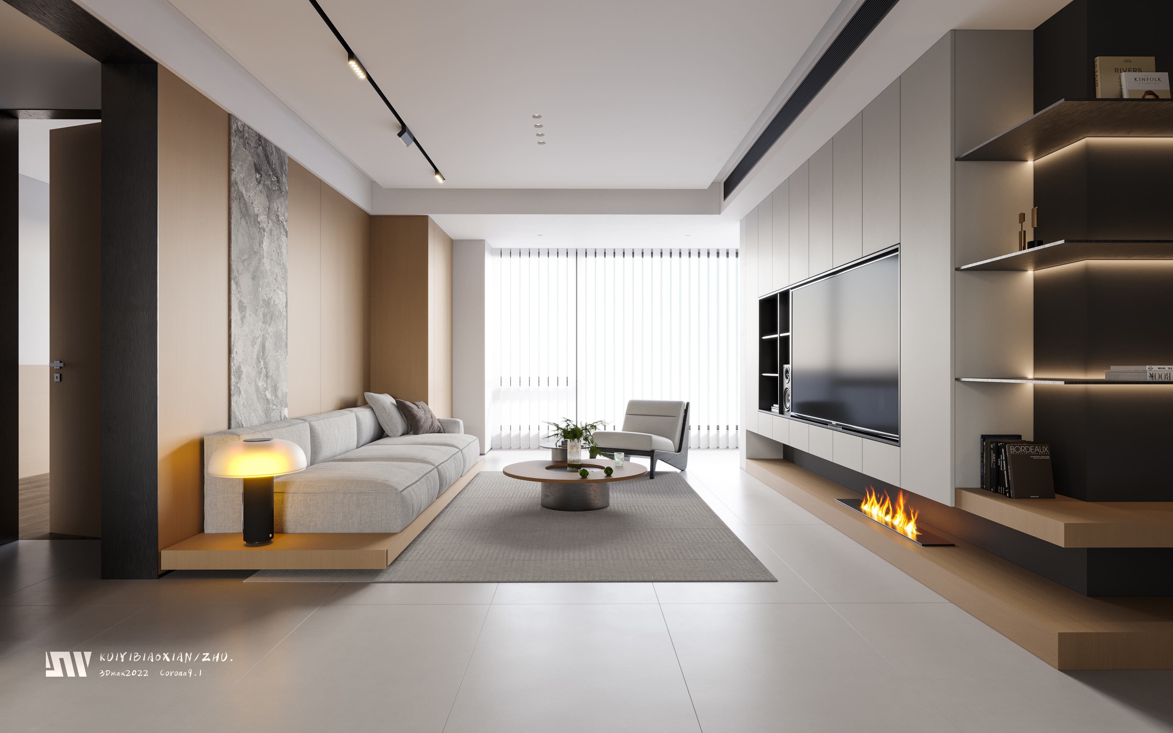 一套现代简约客厅效果图-0