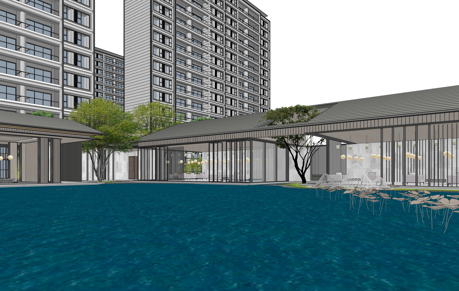 现代示范区+高层住宅SU模型-3