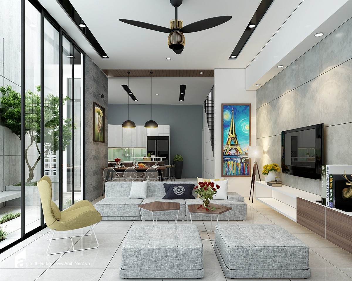 现代越南四层文化画廊设计-13