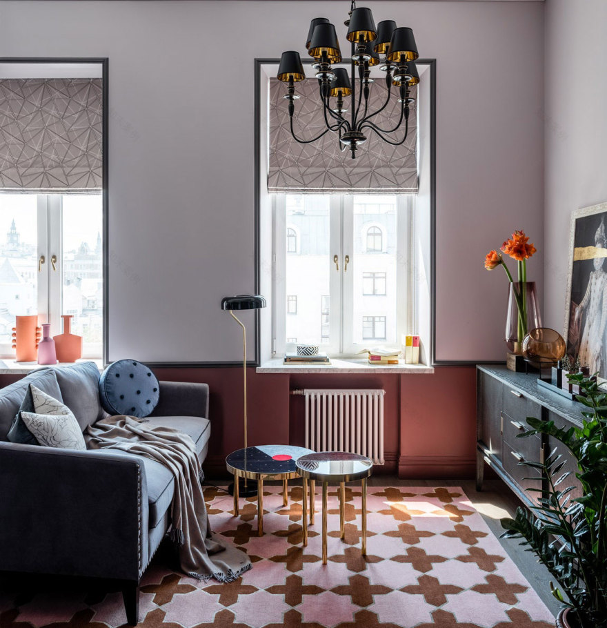 莫斯科彩色小公寓,历史建筑中的活力设计-1