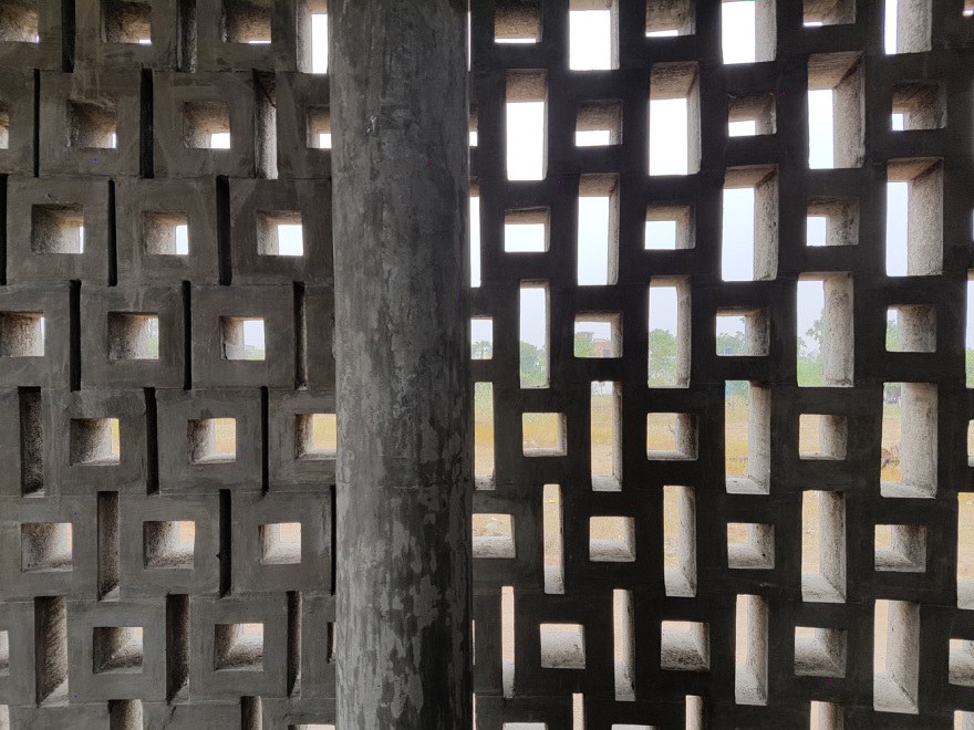 印度低成本社区中心,混凝土螺旋墙展现独特魅力-44