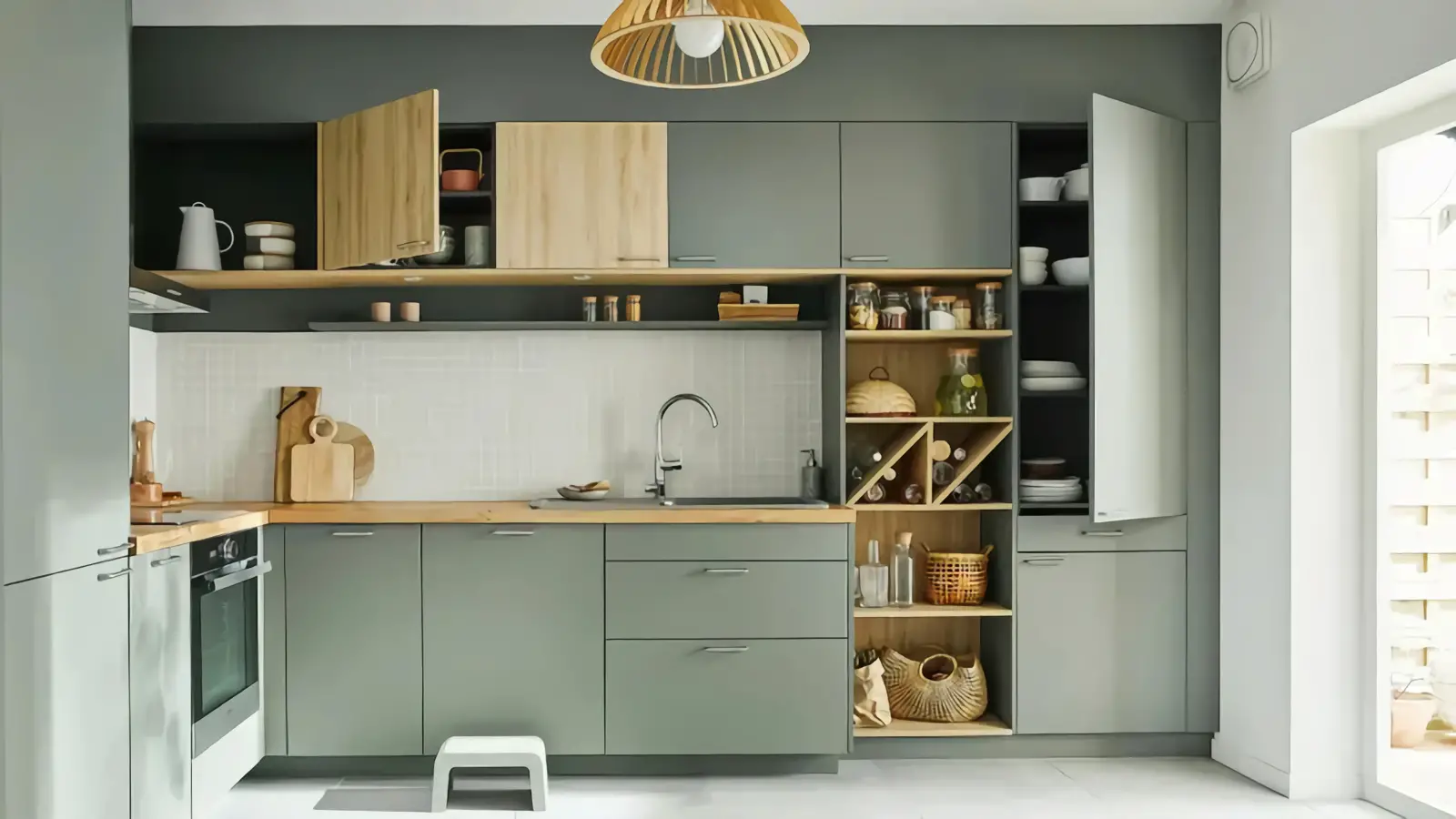 自然色厨房设计,开放式隔墙打造舒适空间-8