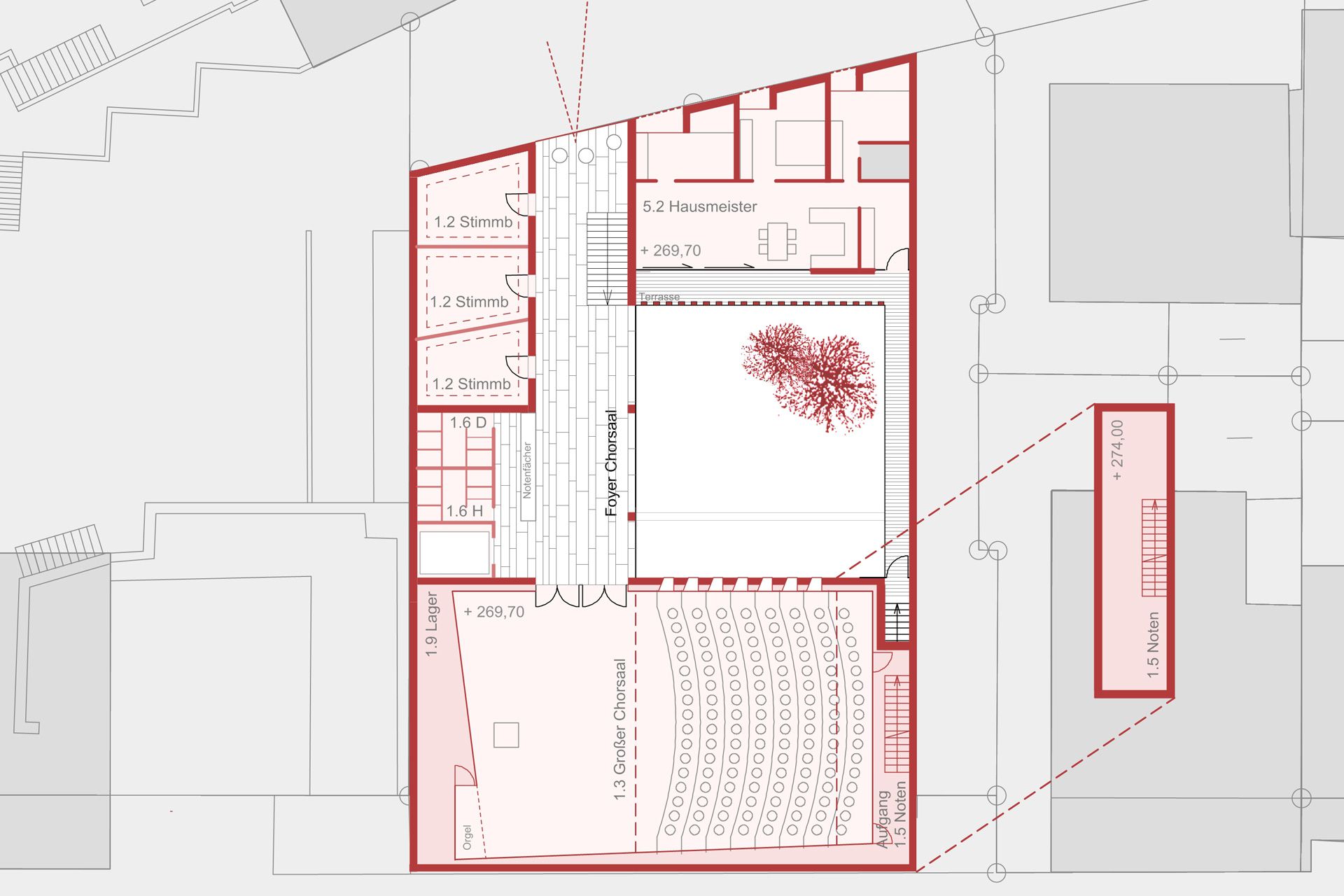 圣埃伯哈德寄宿学校

注：Domsingenschule常见意思是寄宿学校 ， St.是Saint（圣）的缩写，Eberhard是人名，可音译为埃伯哈德  丨德国斯图加特丨bez+kock architekten-9