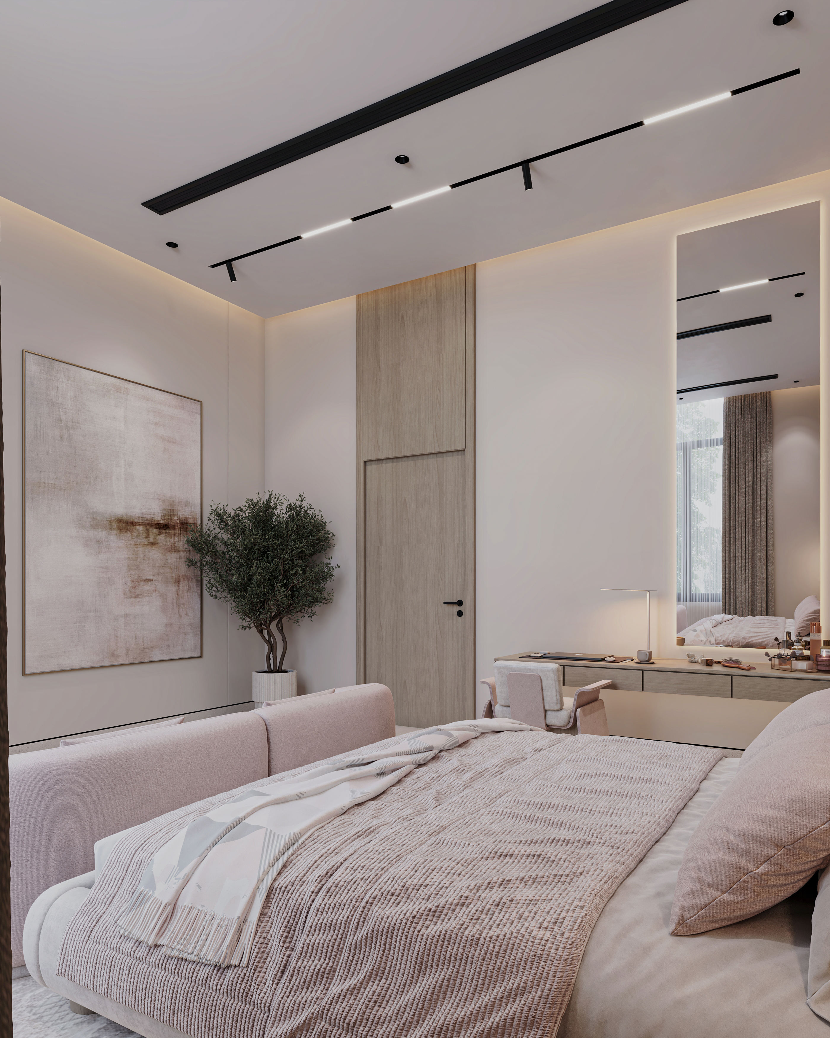 现代粉色少女卧室丨Archpix Engineering Consultants-9