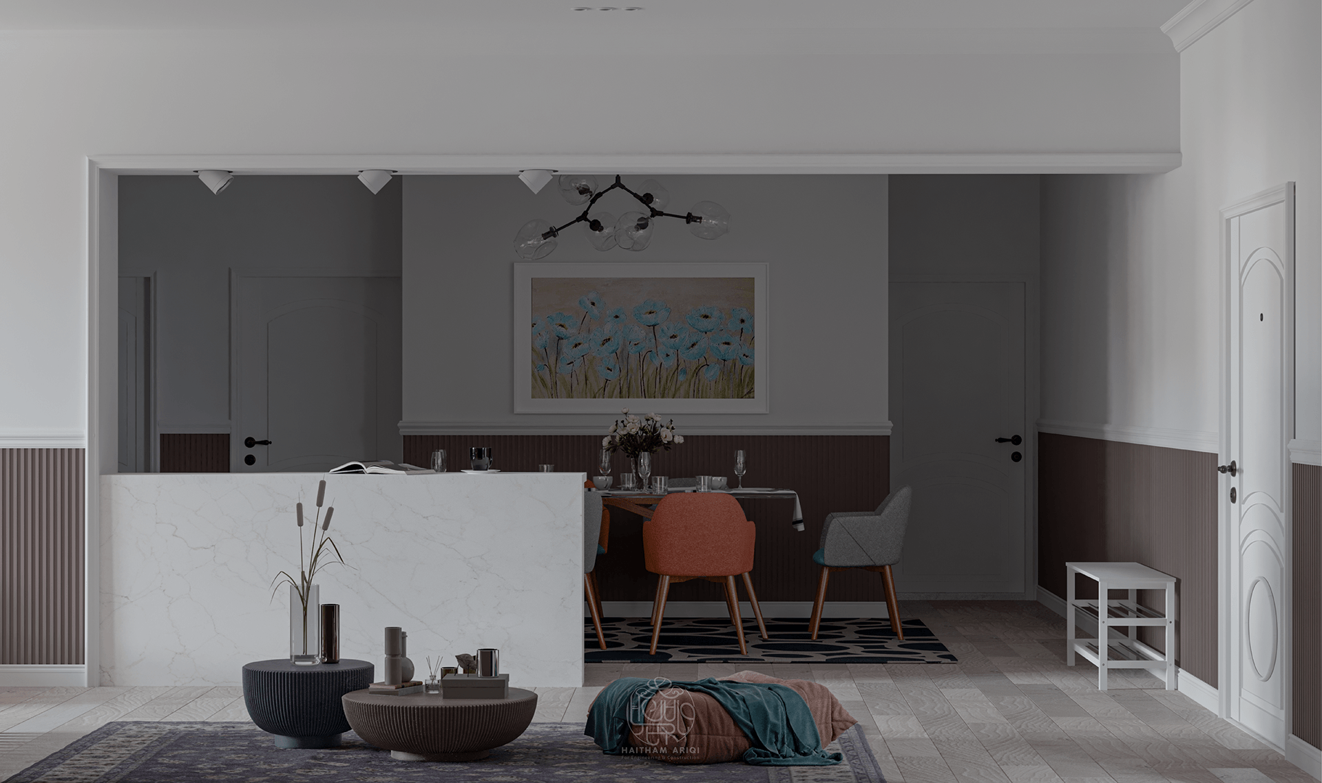 当代风格家庭客厅与餐厅设计丨也门萨那丨Haitham Ariqi-10