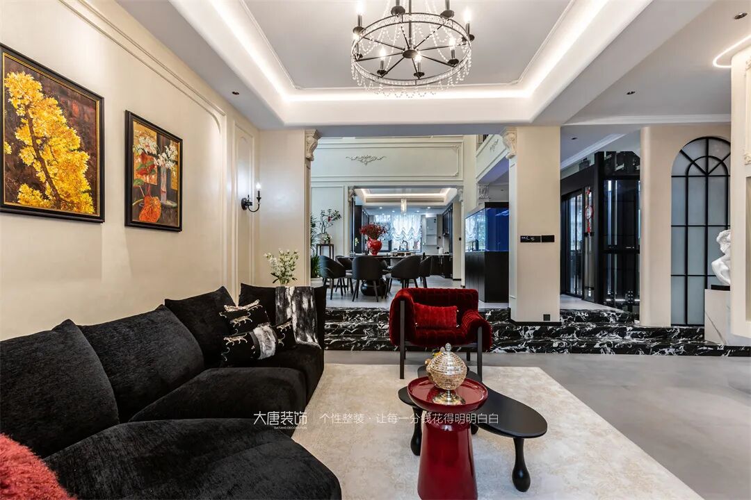 大唐实景丨500㎡别墅装修实景，邂逅法式复古风情-2