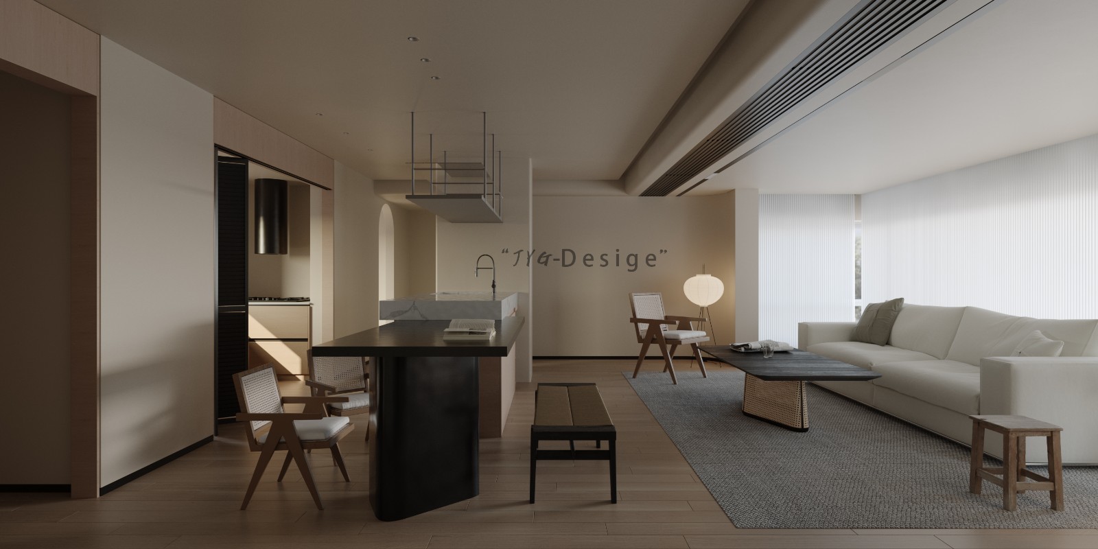 垞寂风客厅设计 | 大横厅拱门打造舒适空间-1