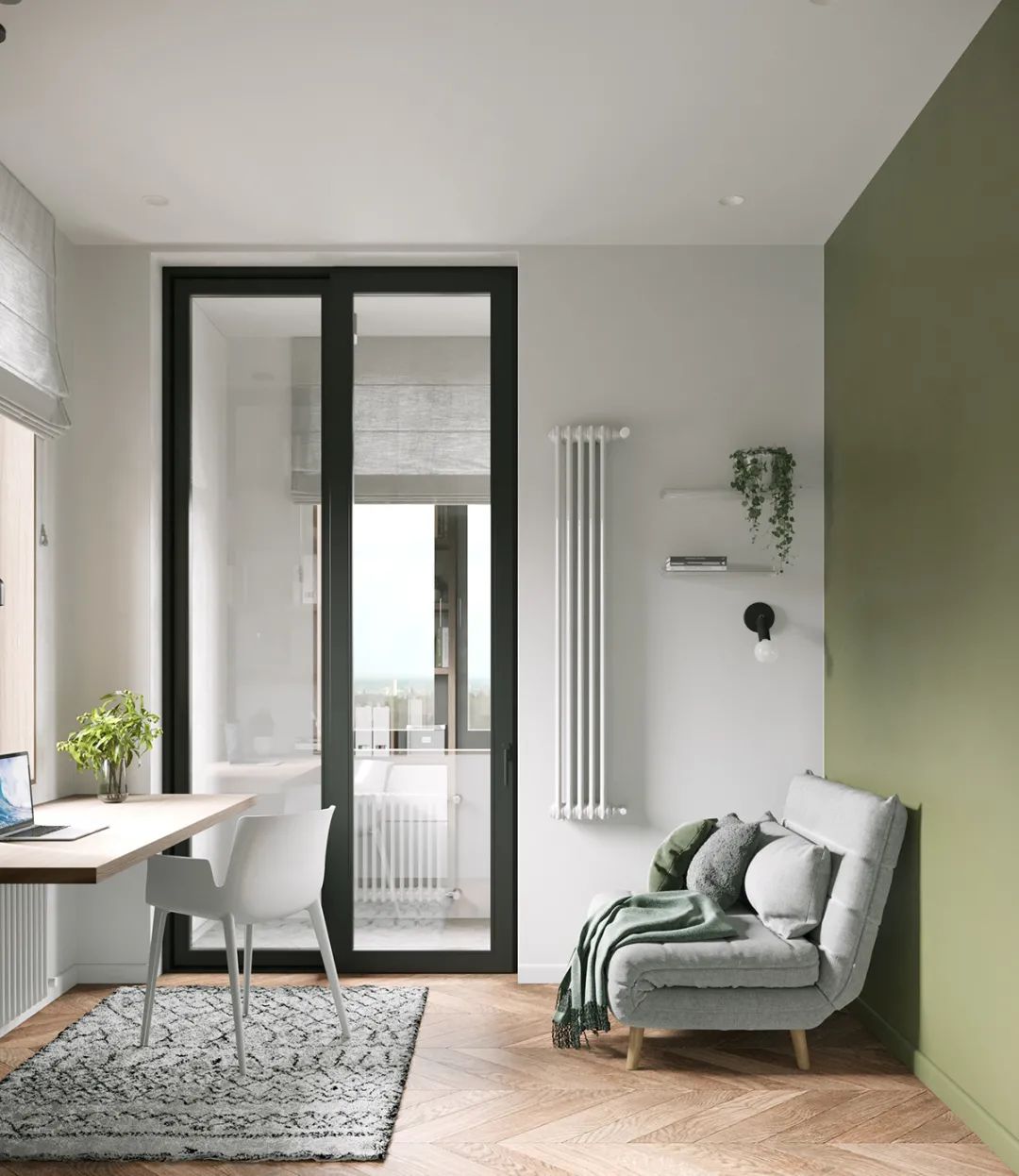 莫斯科 54㎡少女心公寓，LDK 一体化，清新绿++ 原木打造舒适空间-37