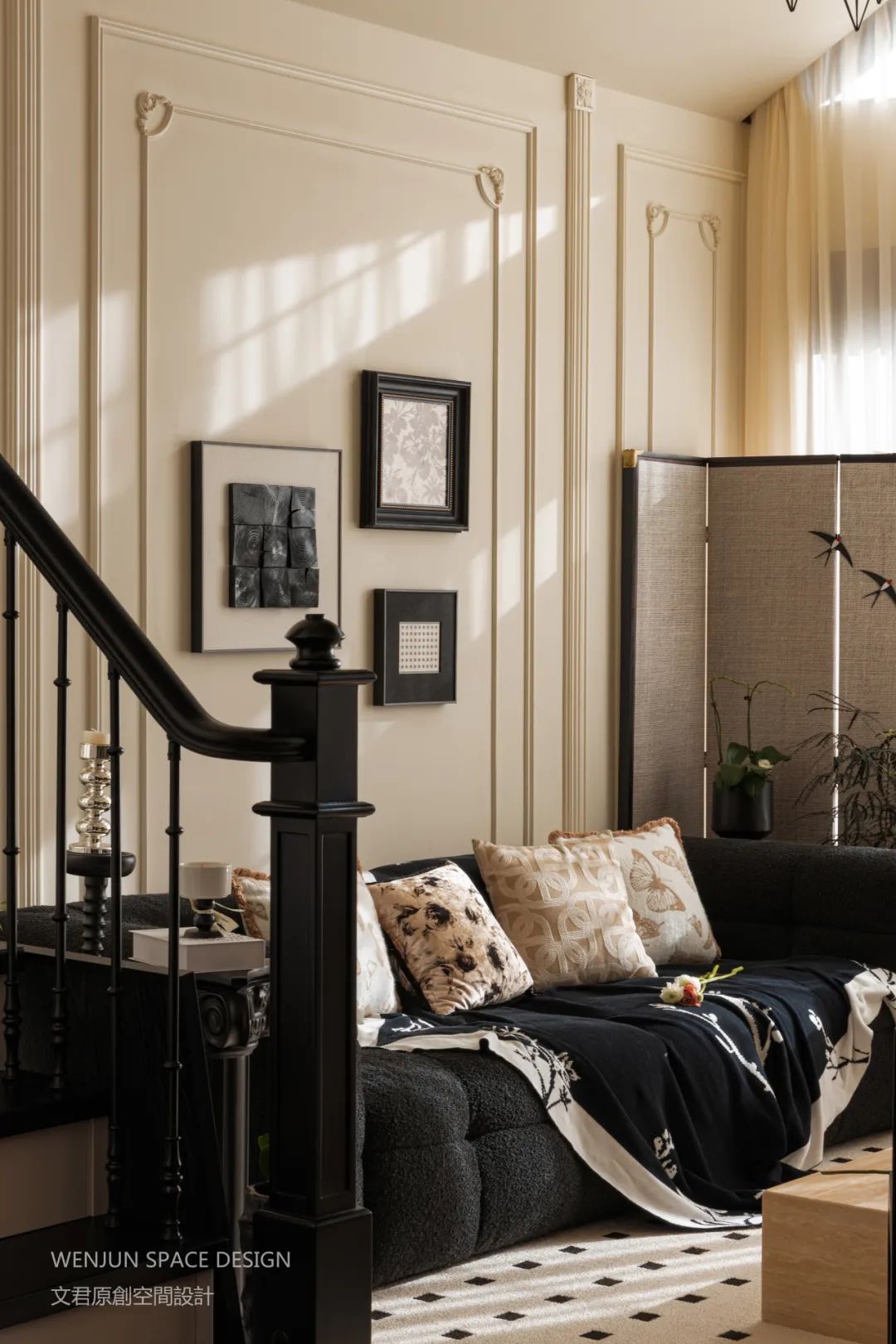 实景落地｜230㎡黑白法式复古别墅，是赫本公主的家没错了-21