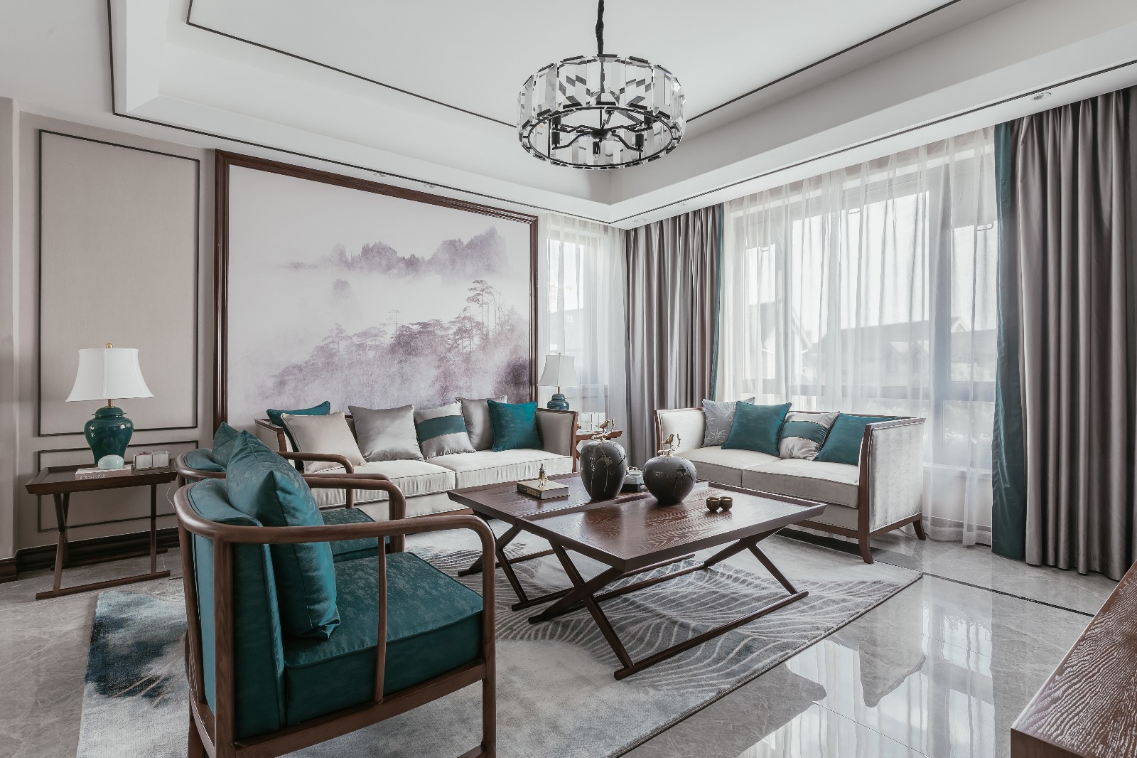 太湖新中式样板房  苏州玉玺室内设计-1