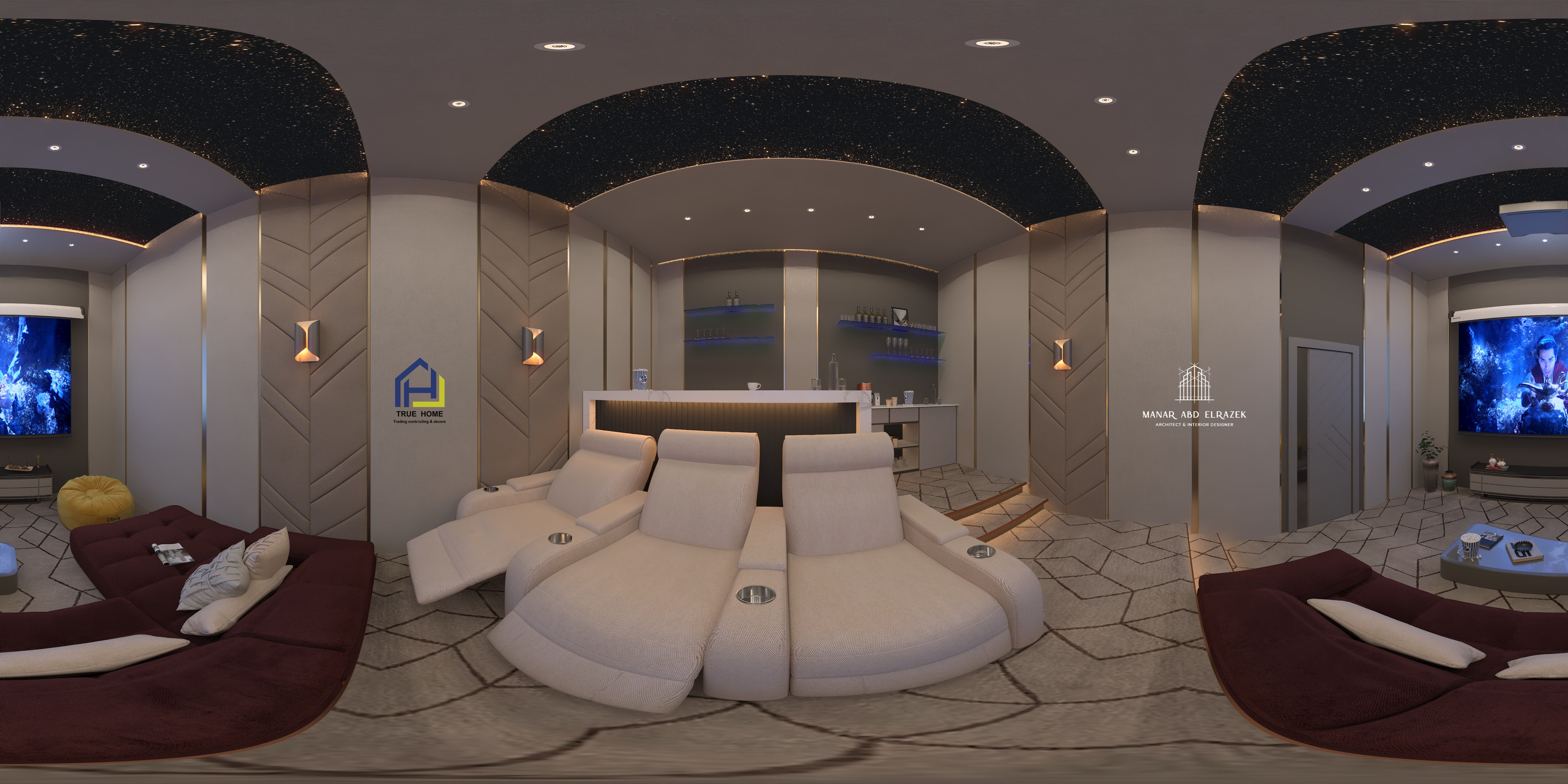 家庭影院室内设计丨卡塔尔丨TRUE HOME-14