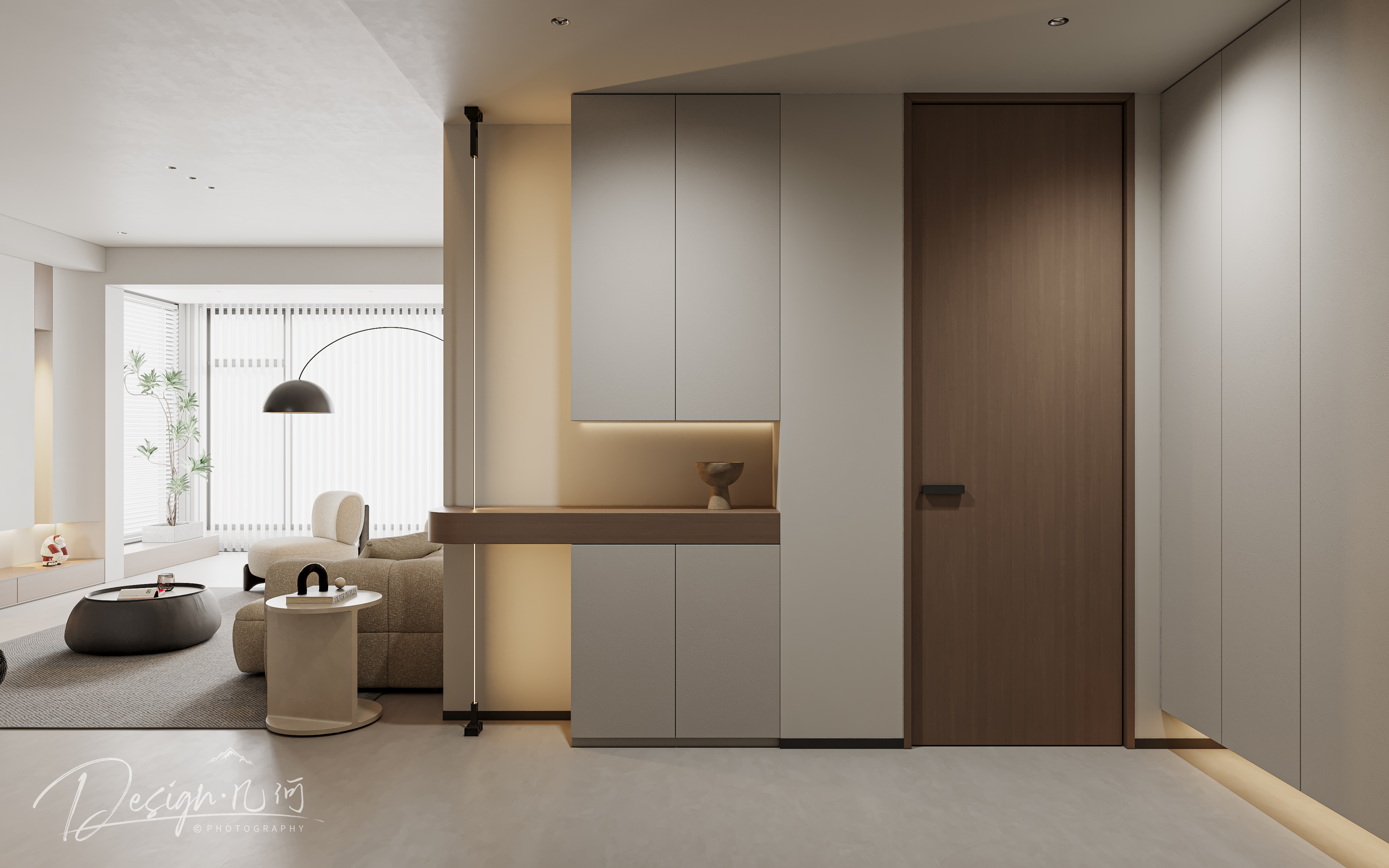 几何空间视觉表现 | 华润华府现代奶油风客餐厅-5