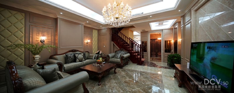 西安 秦岭山水香樟苑别墅欧式时尚样板间设计案例-2