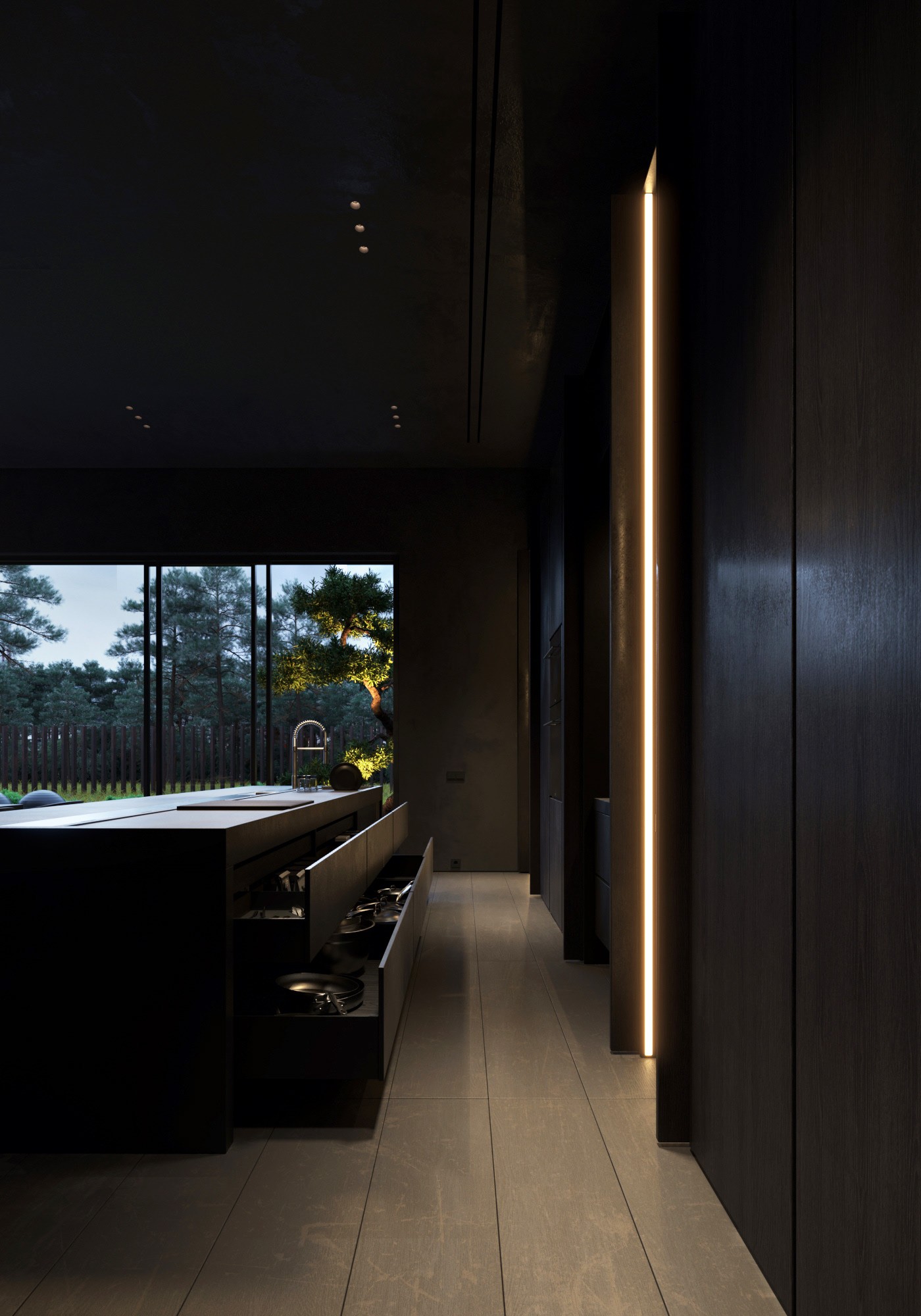 高级黑 极简别墅设计！-32