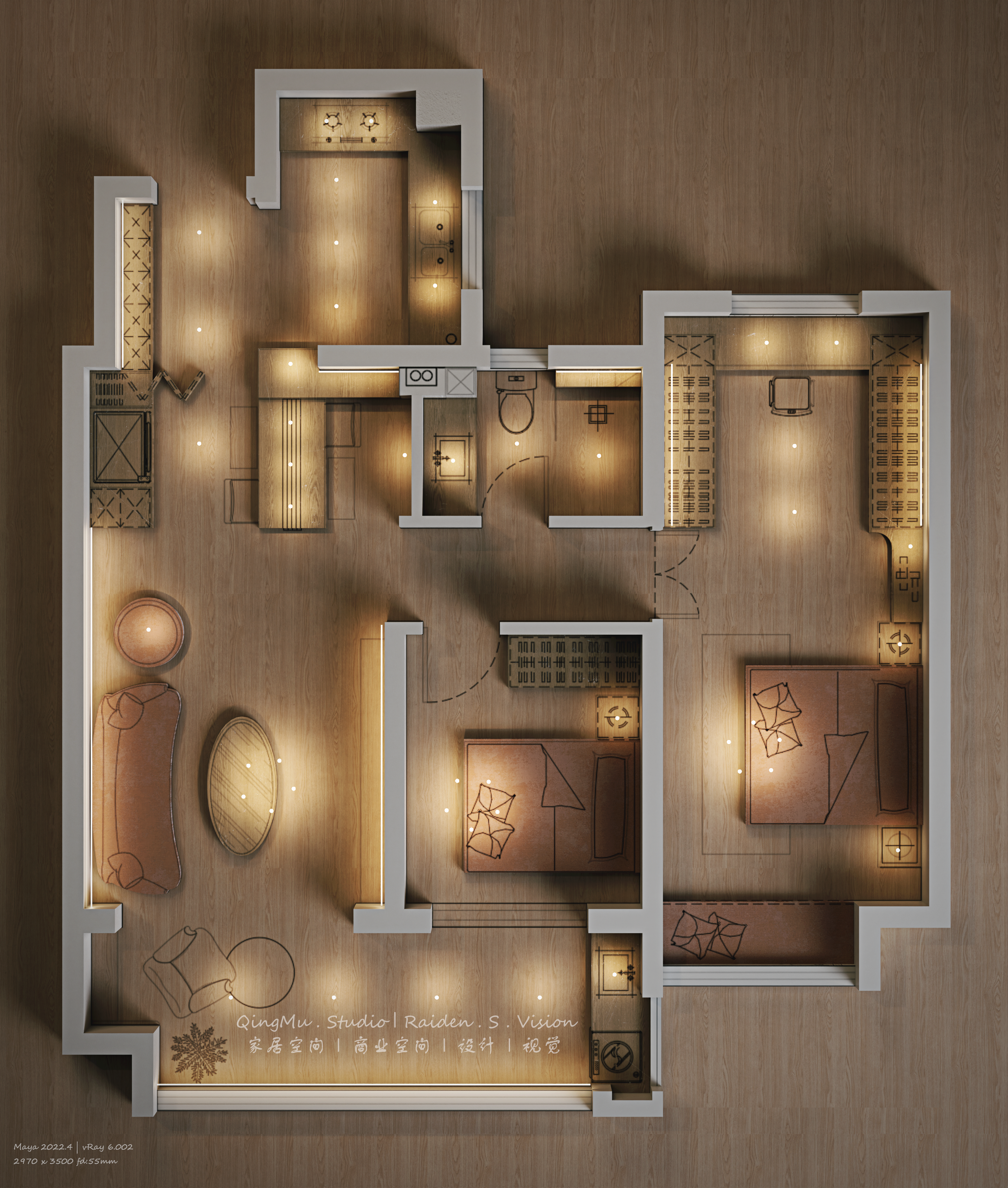 法式奶油风家居设计案例丨中国阜阳丨青木空间研究所-16