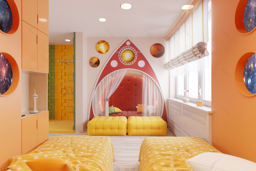 32㎡双人儿童房设计丨ARXY工作室-21