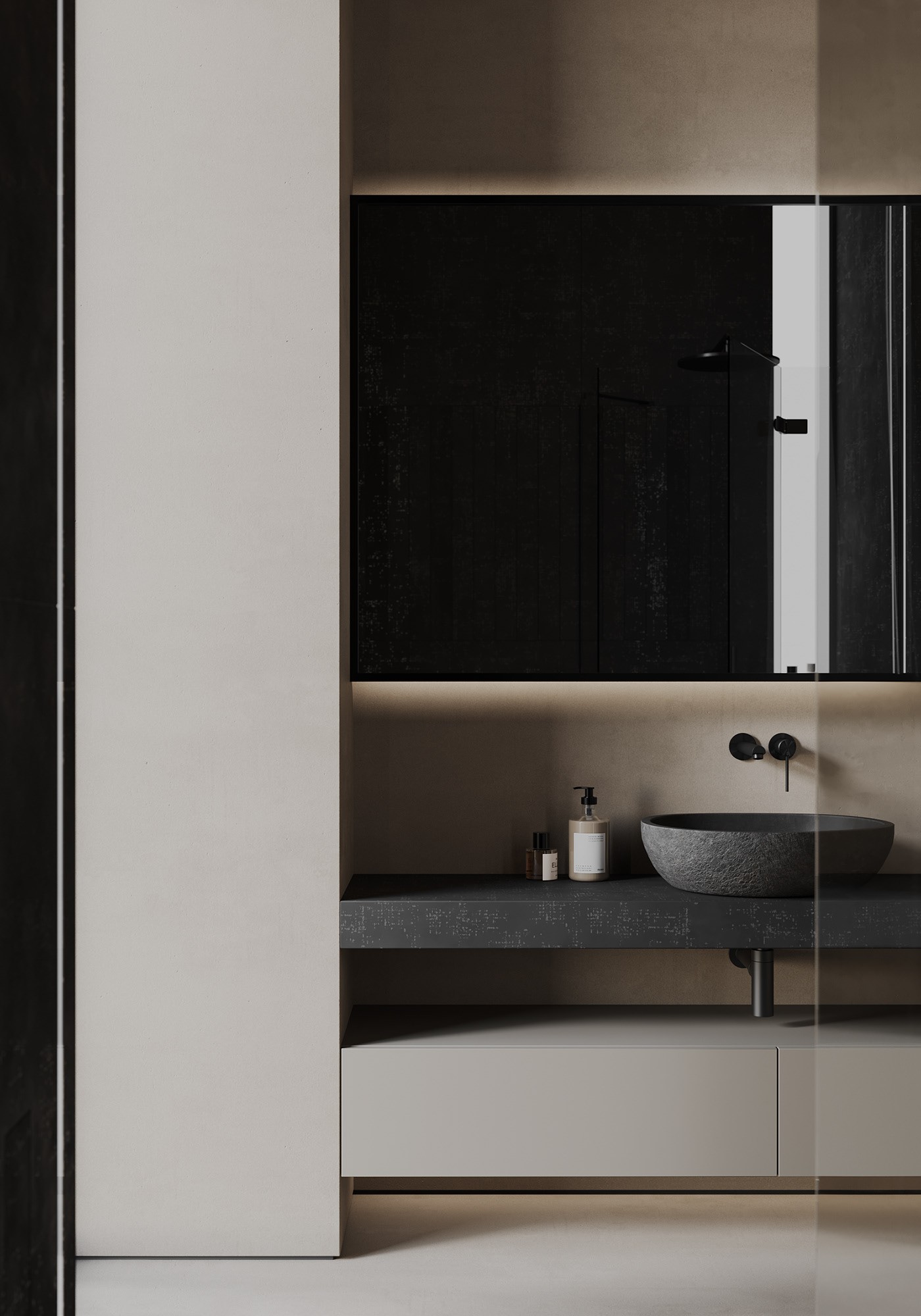 高级黑色系住宅设计 这也太有设计感了吧！-9