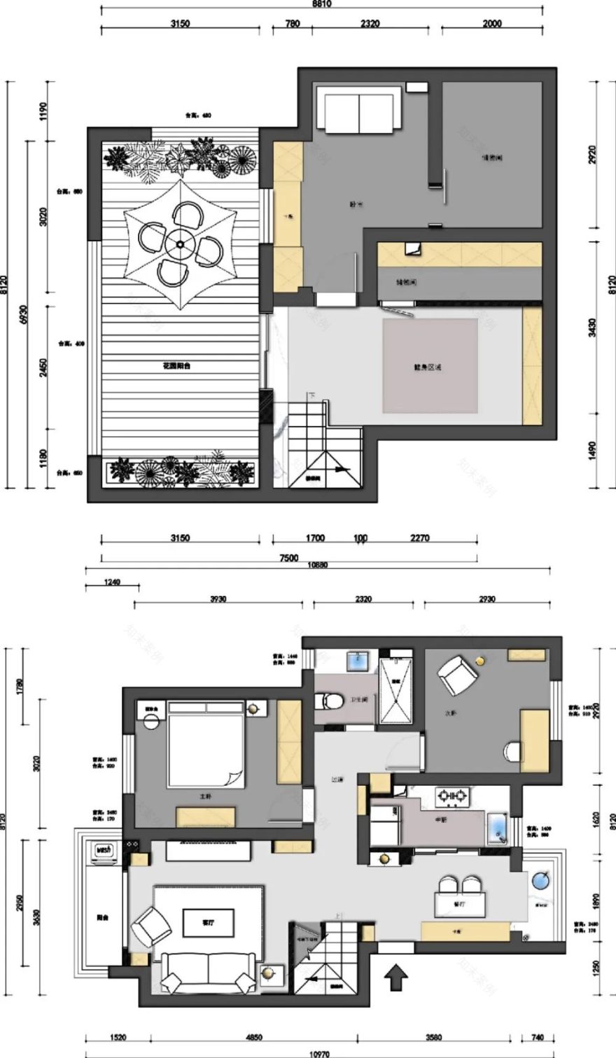 蓝白色调打造温馨美式风,70 平小宅变身多功能空间-16