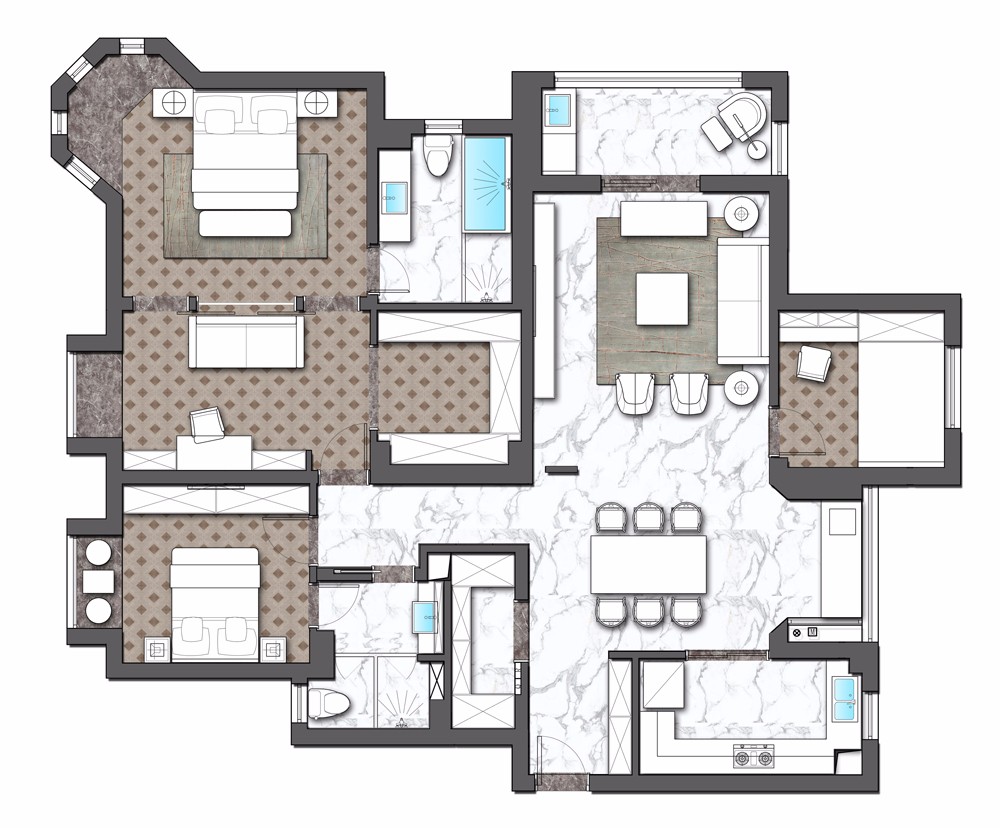 摩登华尔兹——180㎡现代精致住宅  诗享家设计-23