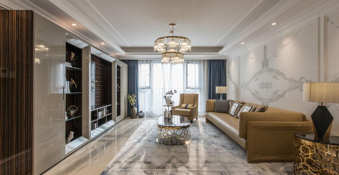 暖色调中海城市广场，金属与岩板的温馨空间-2