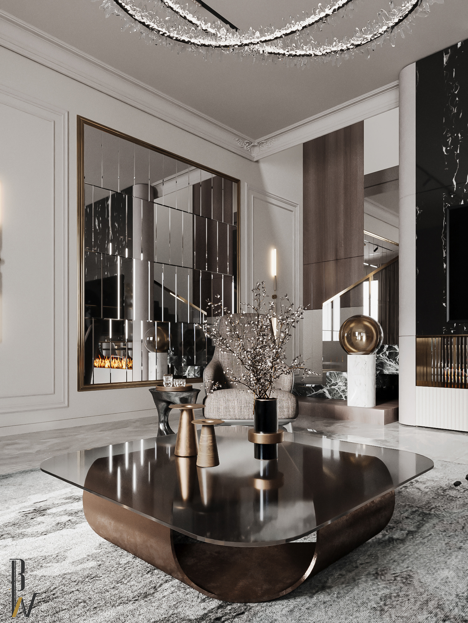 主厅设计丨沙特阿拉伯丨Black N White-22