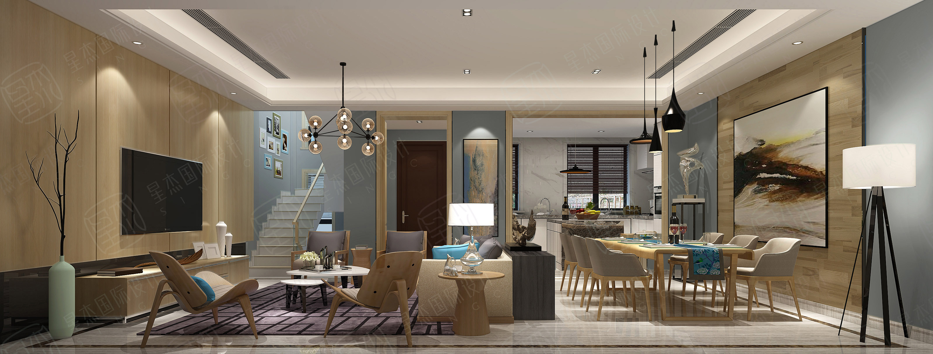 苏州碧堤半岛 300㎡北欧风别墅设计,自然温暖的家-7