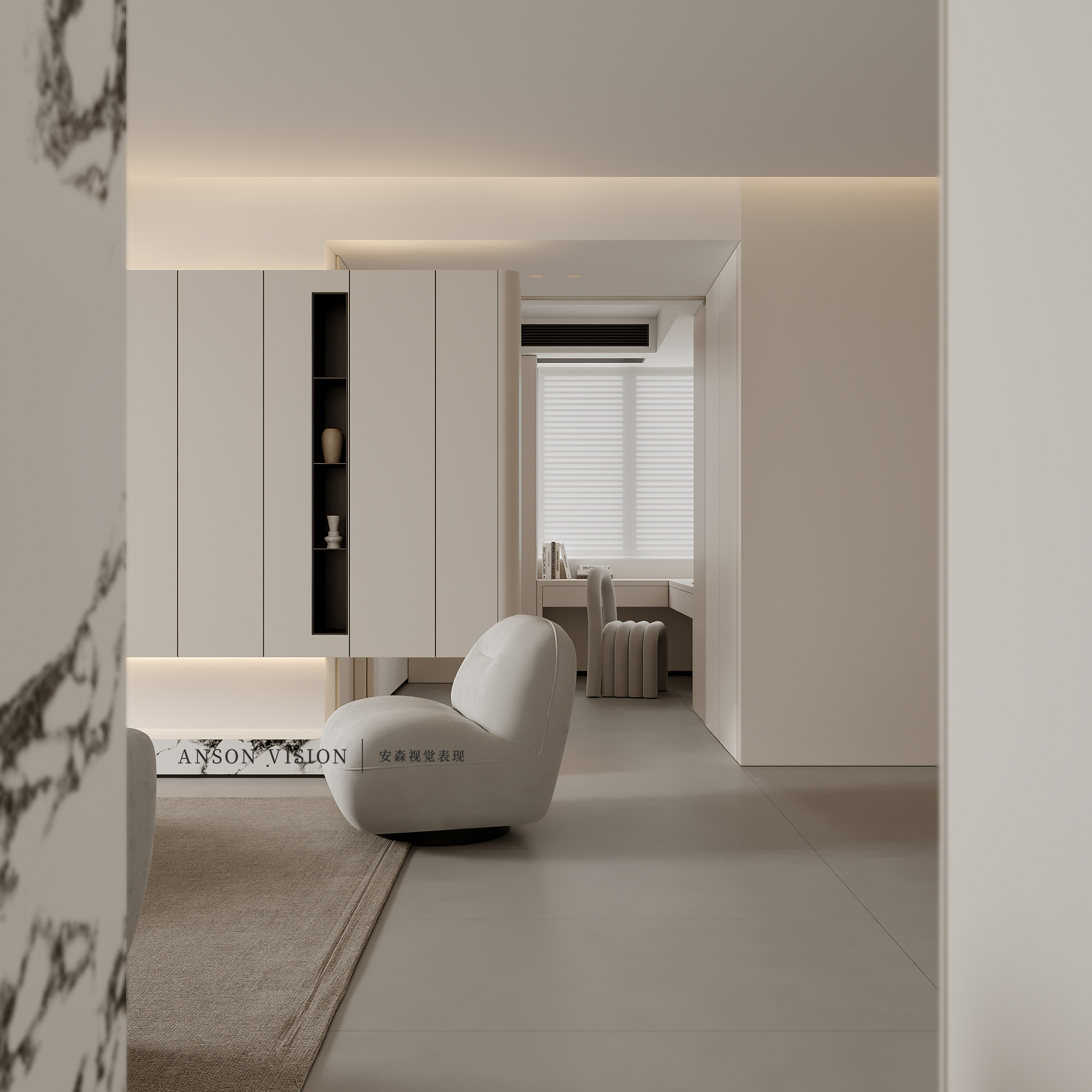 璞 现代奶油温柔风家装表现丨Ansonvision·蒙头睡-8