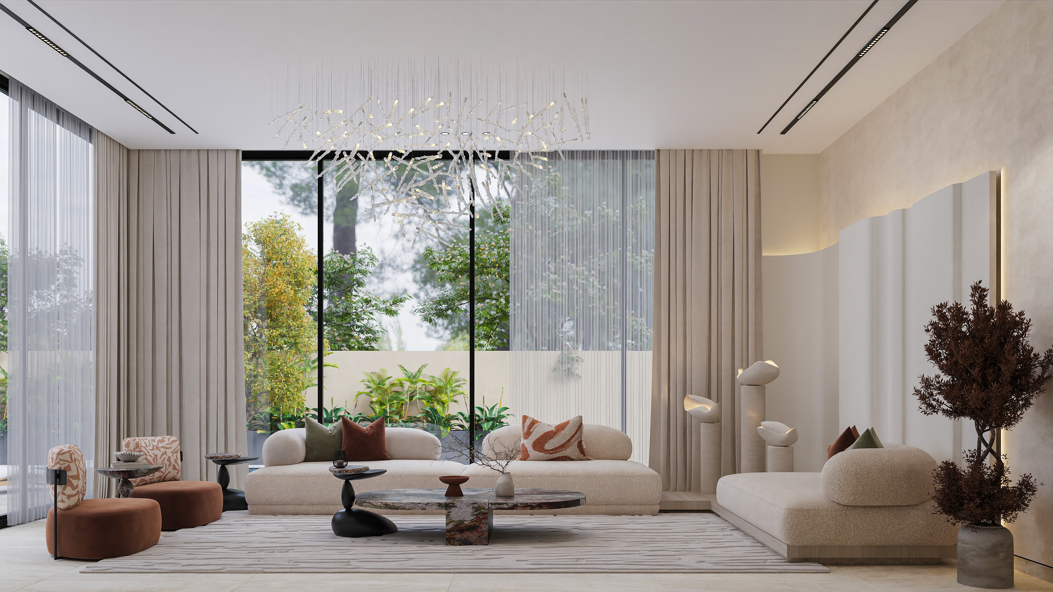 简约风客厅与餐厅丨阿联酋阿布扎比丨MENNA TAREK-3