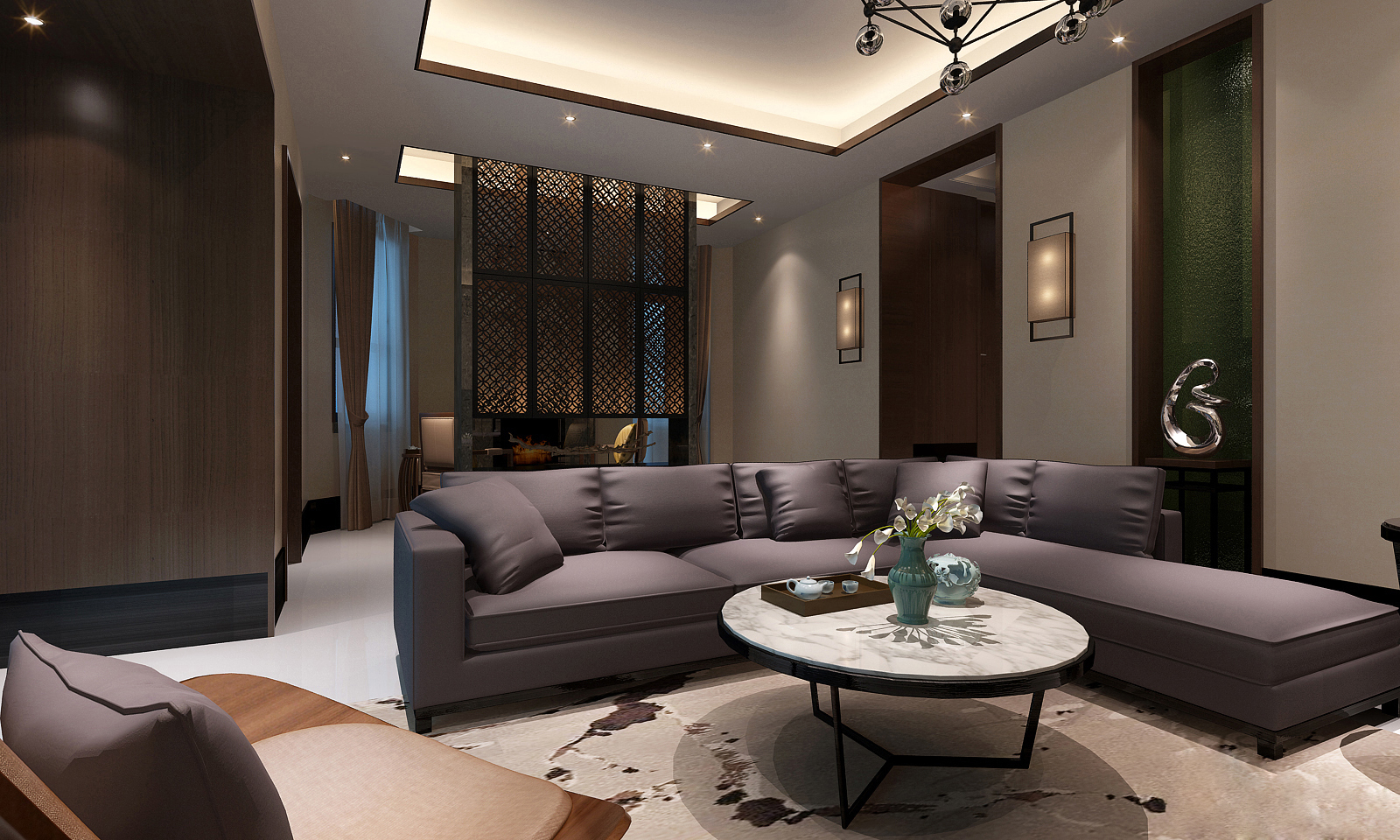 新中式 中式古典 奢华家装别墅样板房-16-7