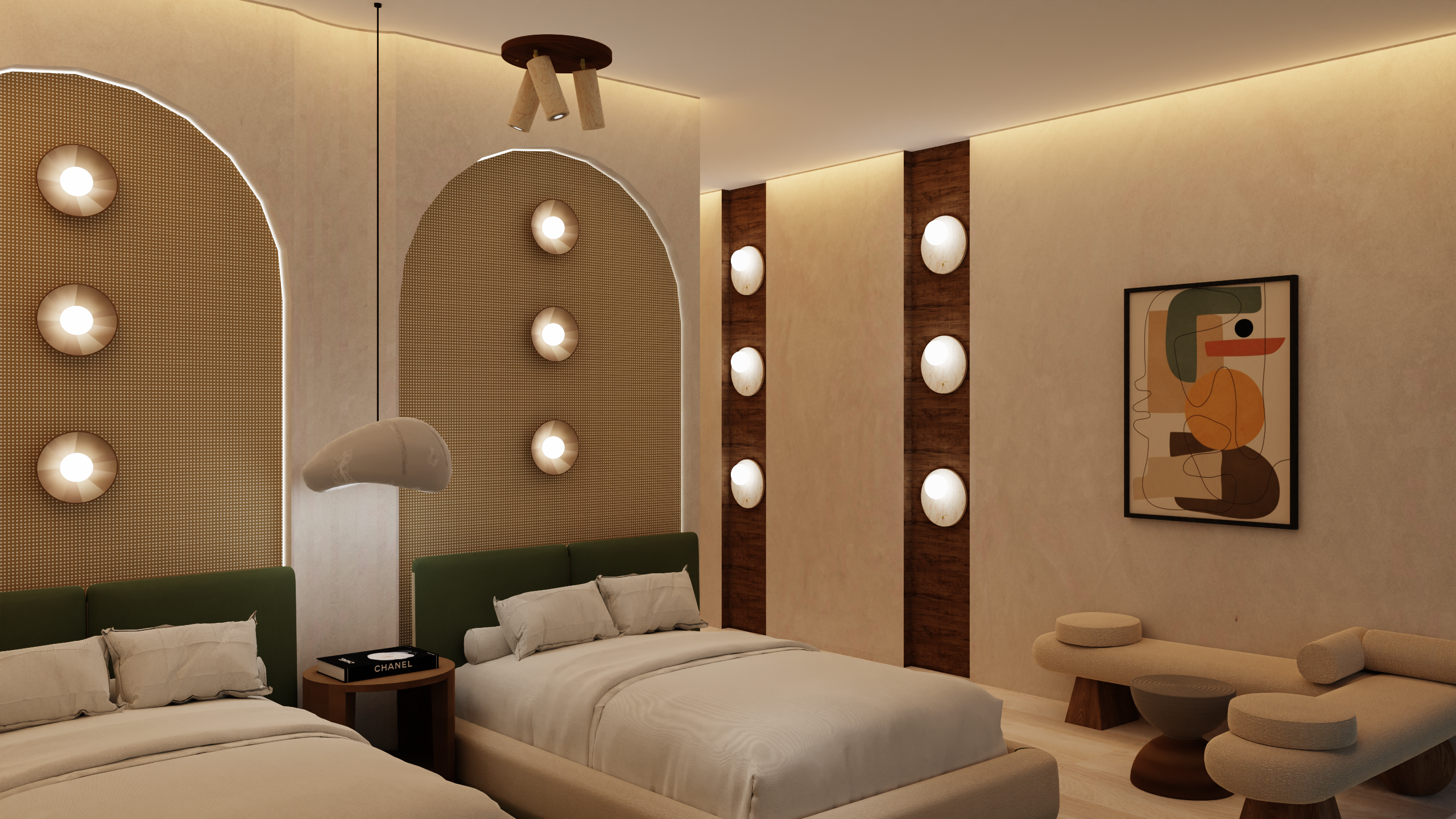 3D Rendering of a hotel room-4