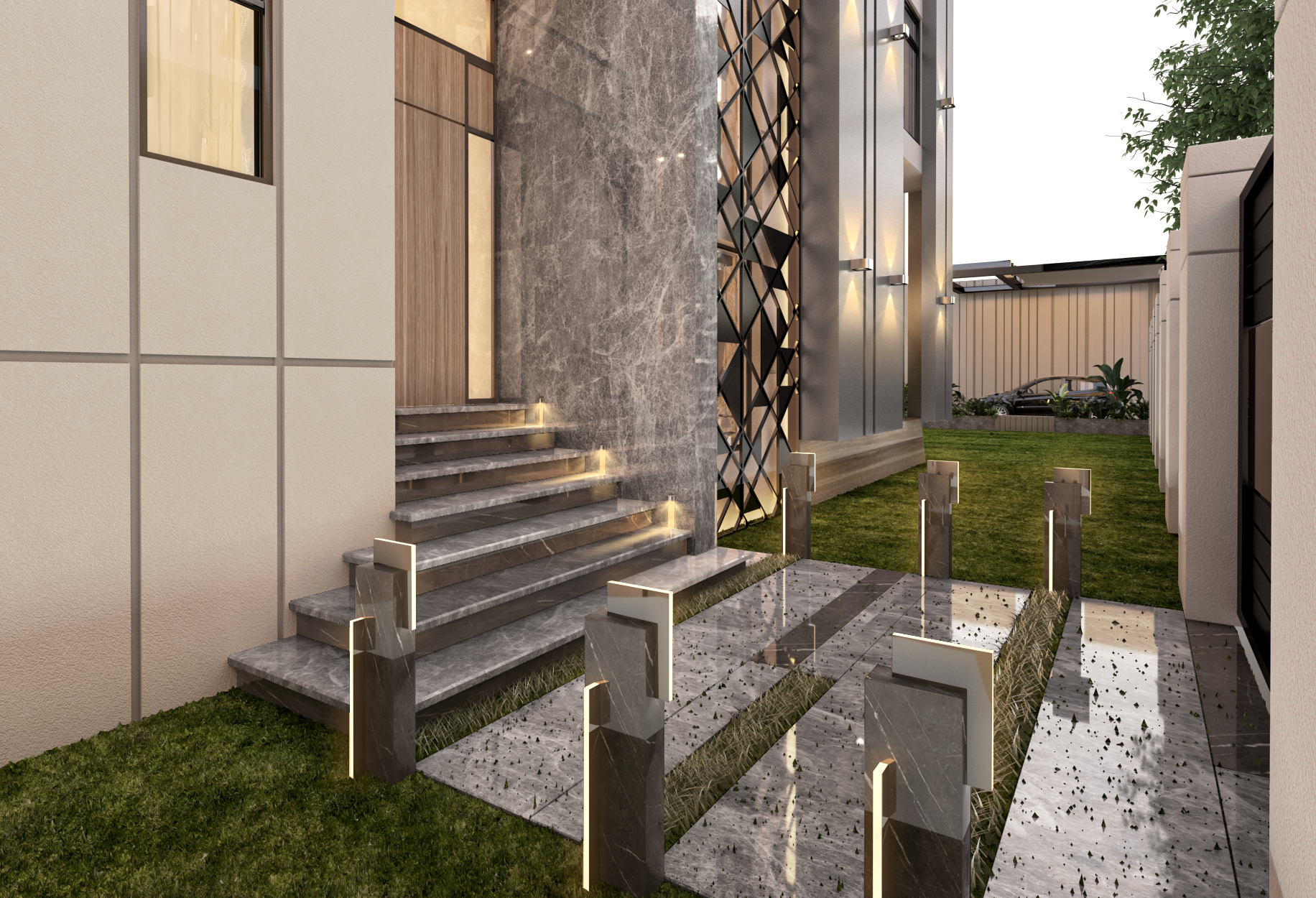 Modern Villa Facade & Lanscape Design-11