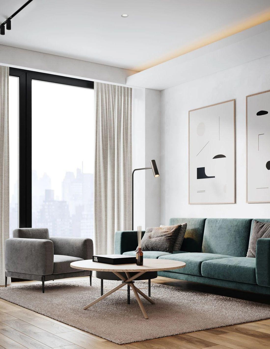 顾念安 88㎡现代素雅家居设计，简约中见精致-3