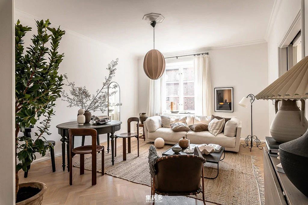 复古温暖明亮的斯堪的纳维亚公寓-10