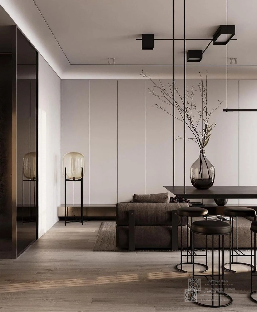 现代黑白灰极简主义空间设计-5