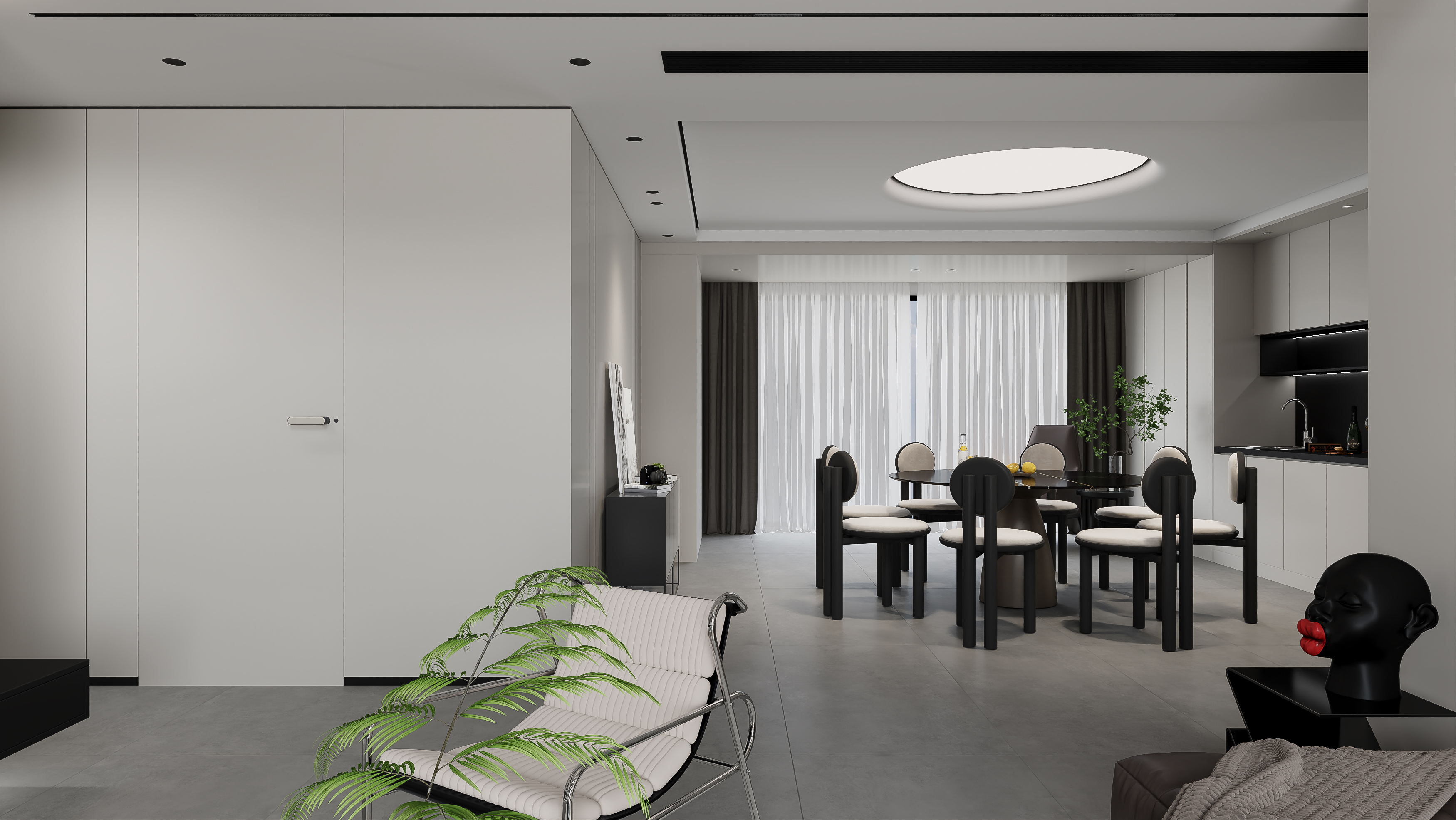 现代黑白灰客餐厅-15