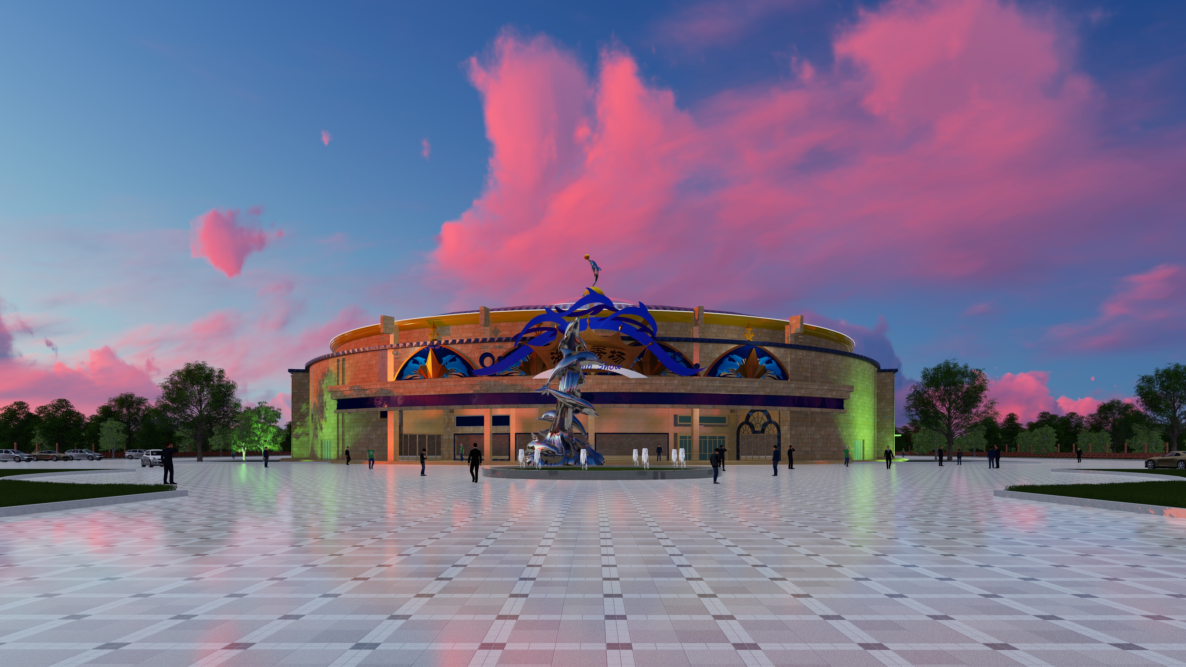 海豚游乐馆海豚雕塑设计-4