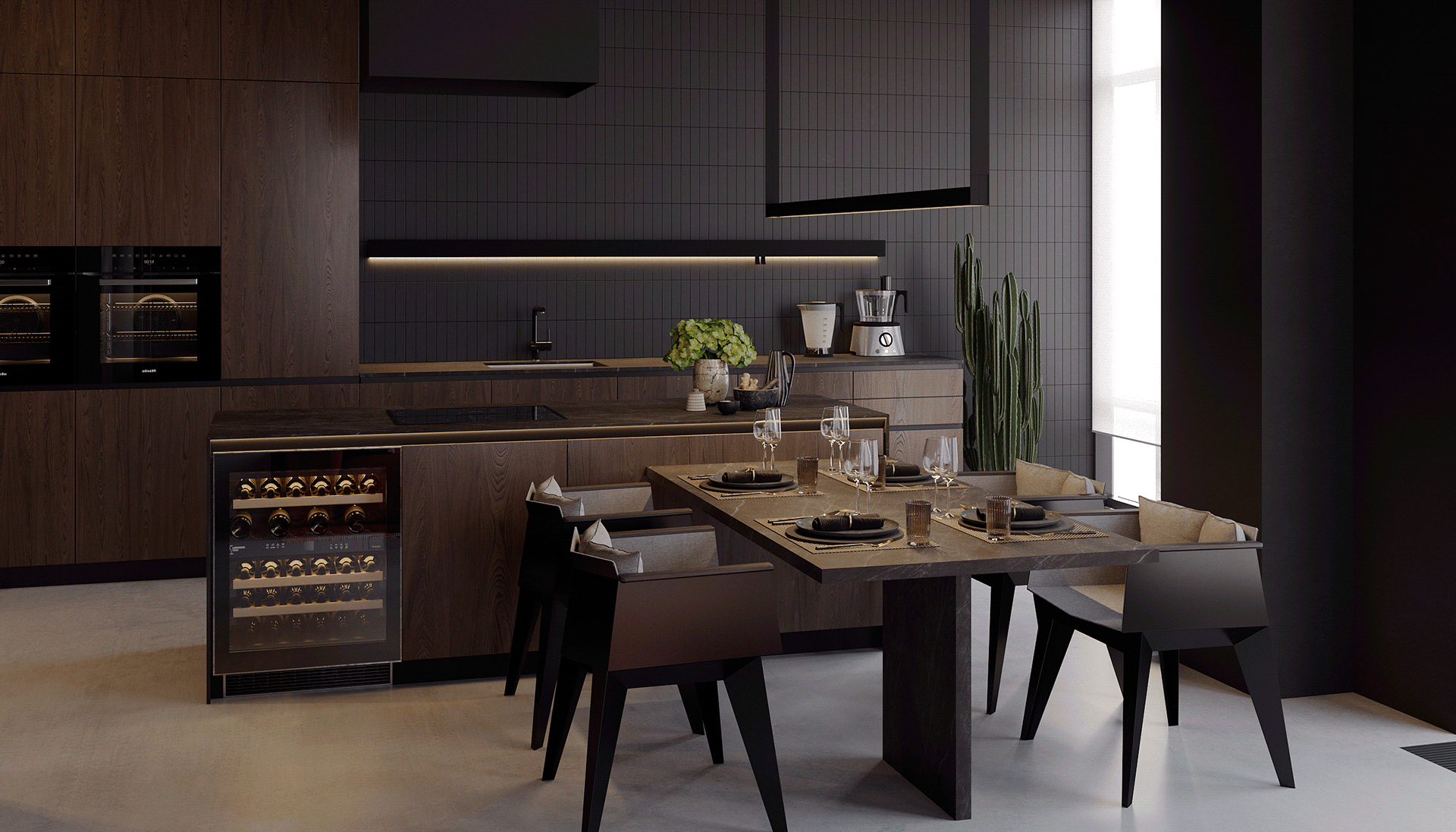 120平 黑红调子 空间设计-5