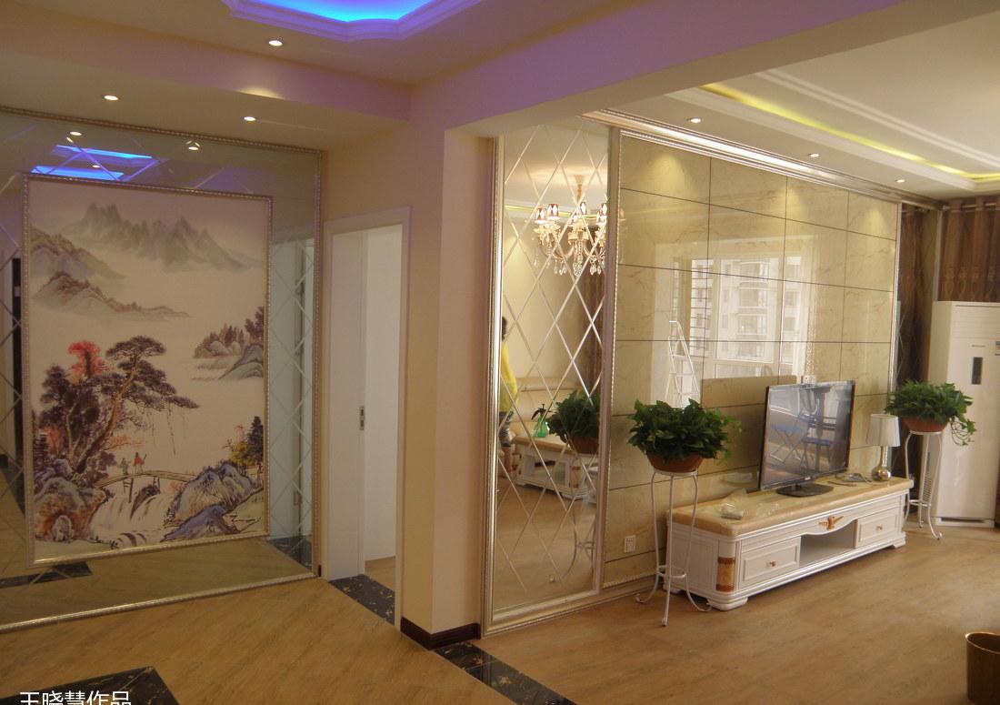 
实景案例二简欧干挂石材菱形车边境电视墙 -7