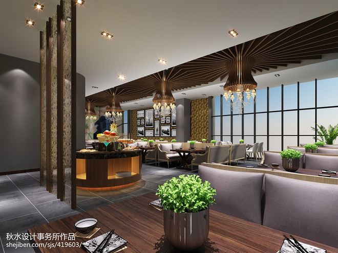 45万元餐饮空间350平米装修案例（湘菜馆设计）-10