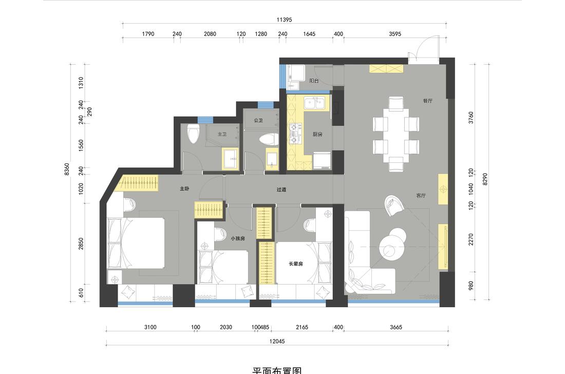 84㎡五口之家,温馨收纳与空间利用的完美结合-1