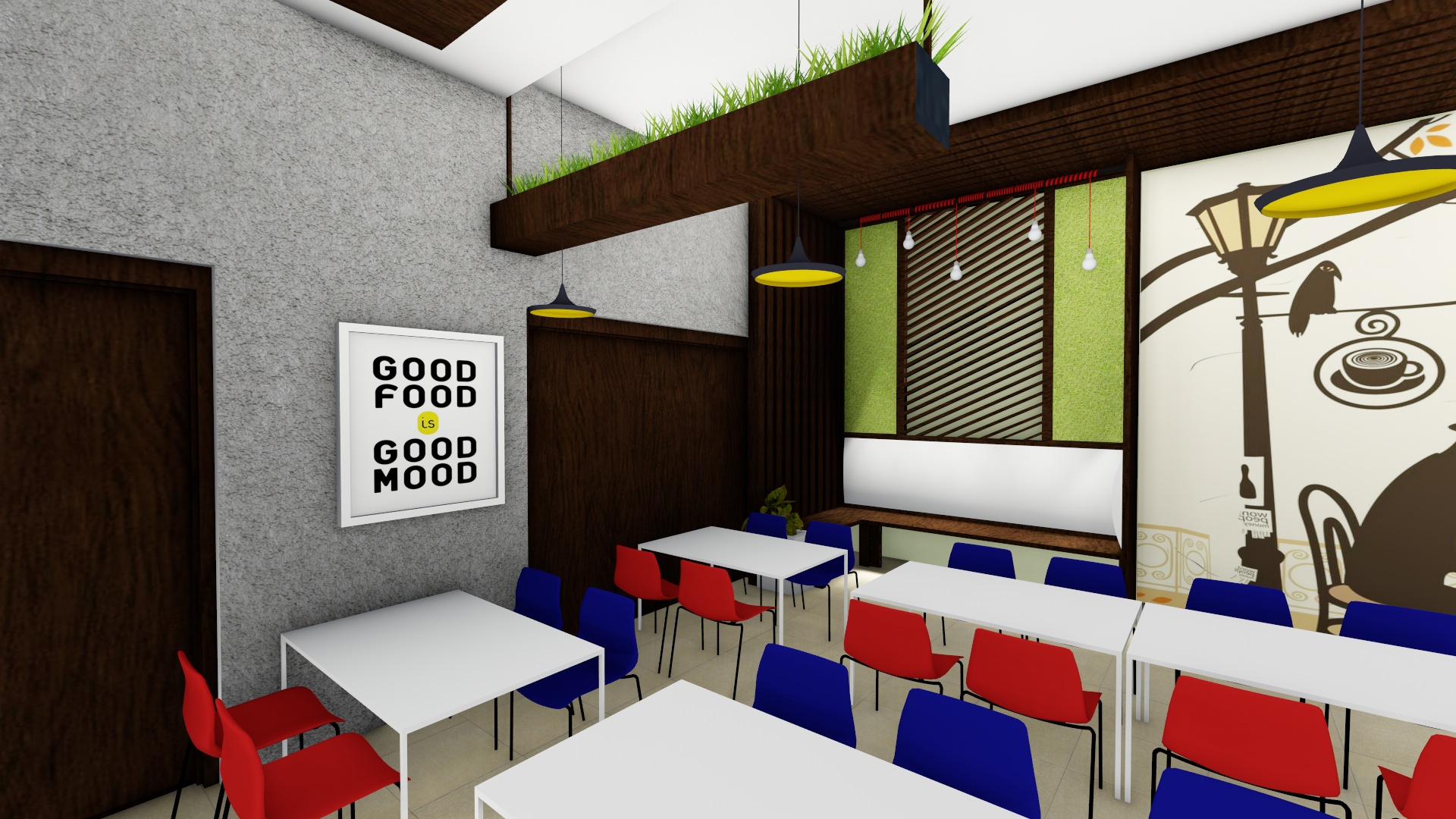 创意六边形百叶窗咖啡厅-15