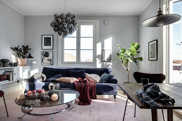 蓝色调的斯堪的纳维亚风格家居设计-11
