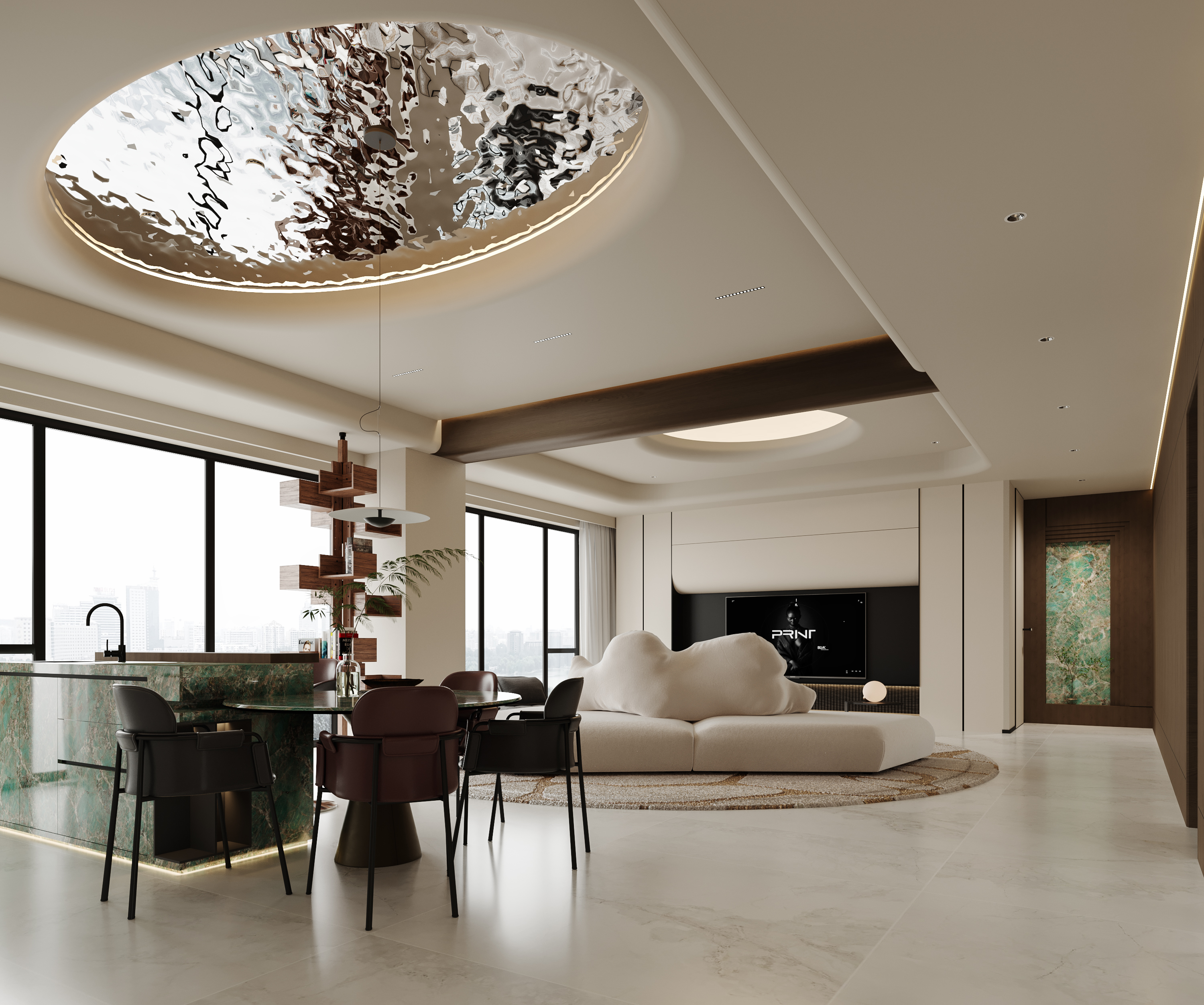 现代极简大平层-艺米效果图-1