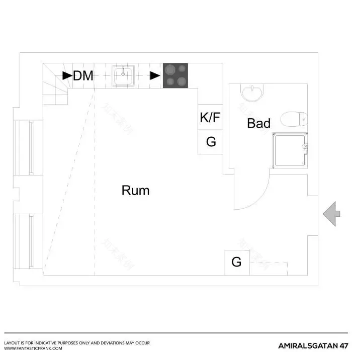 瑞典 47m2 色彩鲜艳的复式公寓设计-16