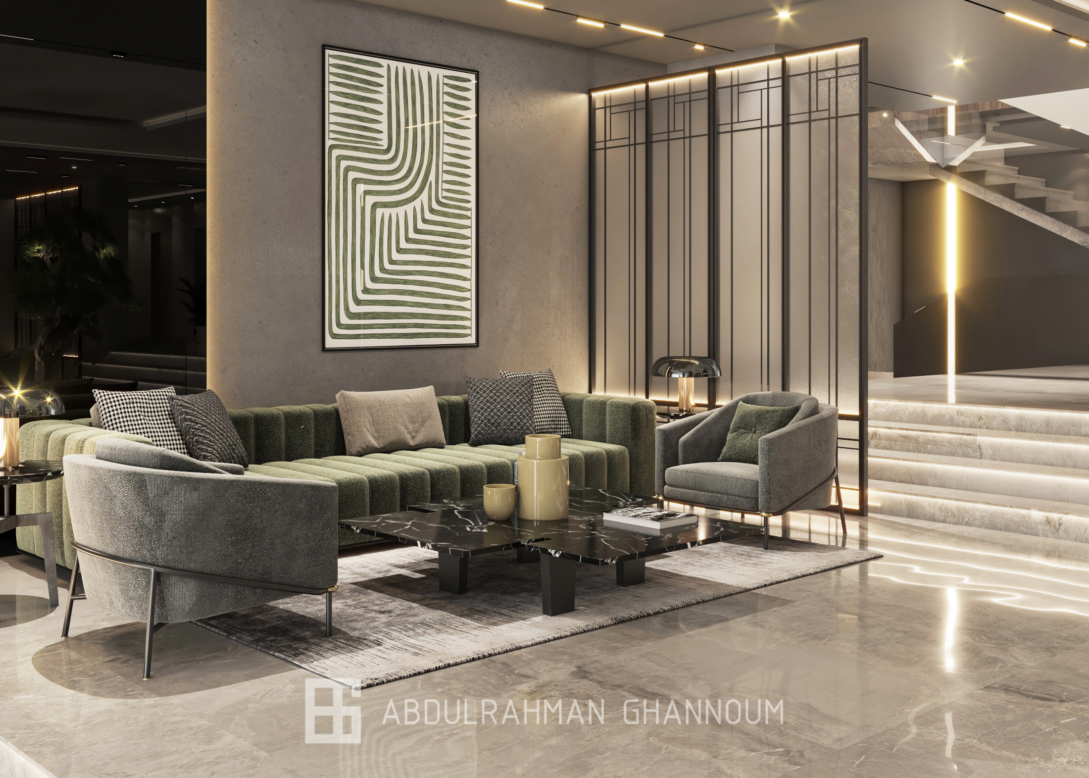 酒店入口室内设计丨Eng. Abdulrahman Ghannoum-6