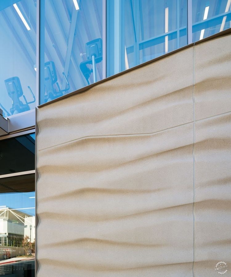 UCLA洛杉磯加洲大學籃球運動場：一個帶有魚鰭狀嵌板與波浪屋頂的建築。 - WEHOUSE-5