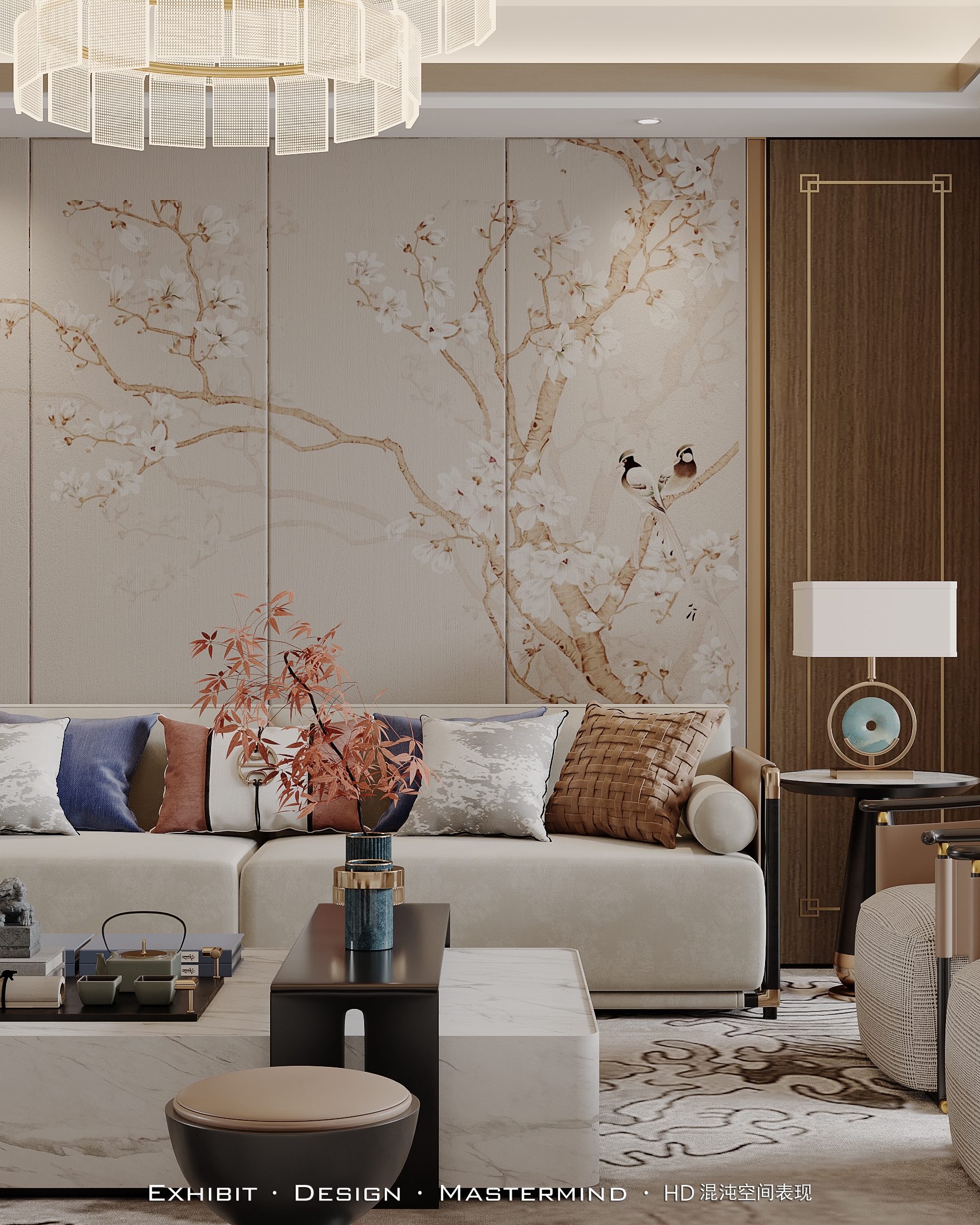 新作首发 新中式风客餐厅×混沌空间视觉表现-4