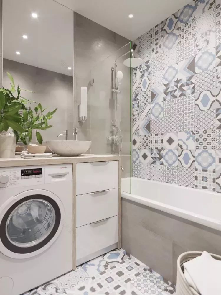5㎡卫生间高级设计方案 | 洗衣机巧妙融入洗漱台与收纳柜-25