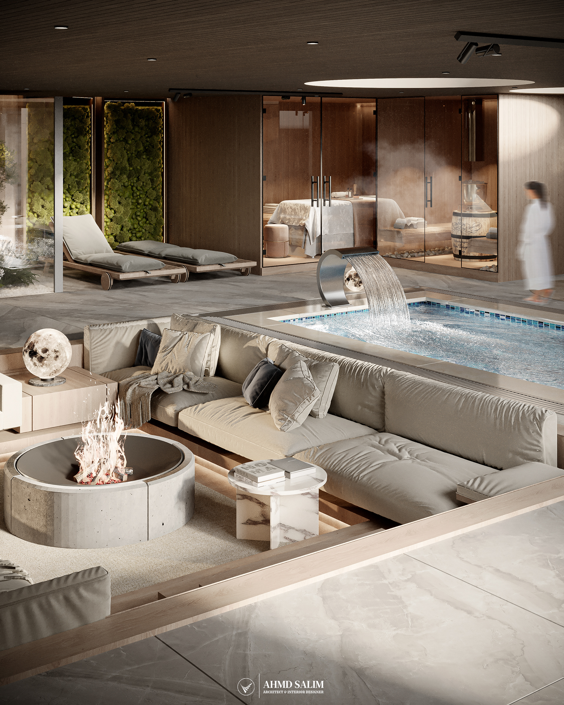 泳池和带蒸汽区的客厅丨英国丨@ahmd.salim.designs-7